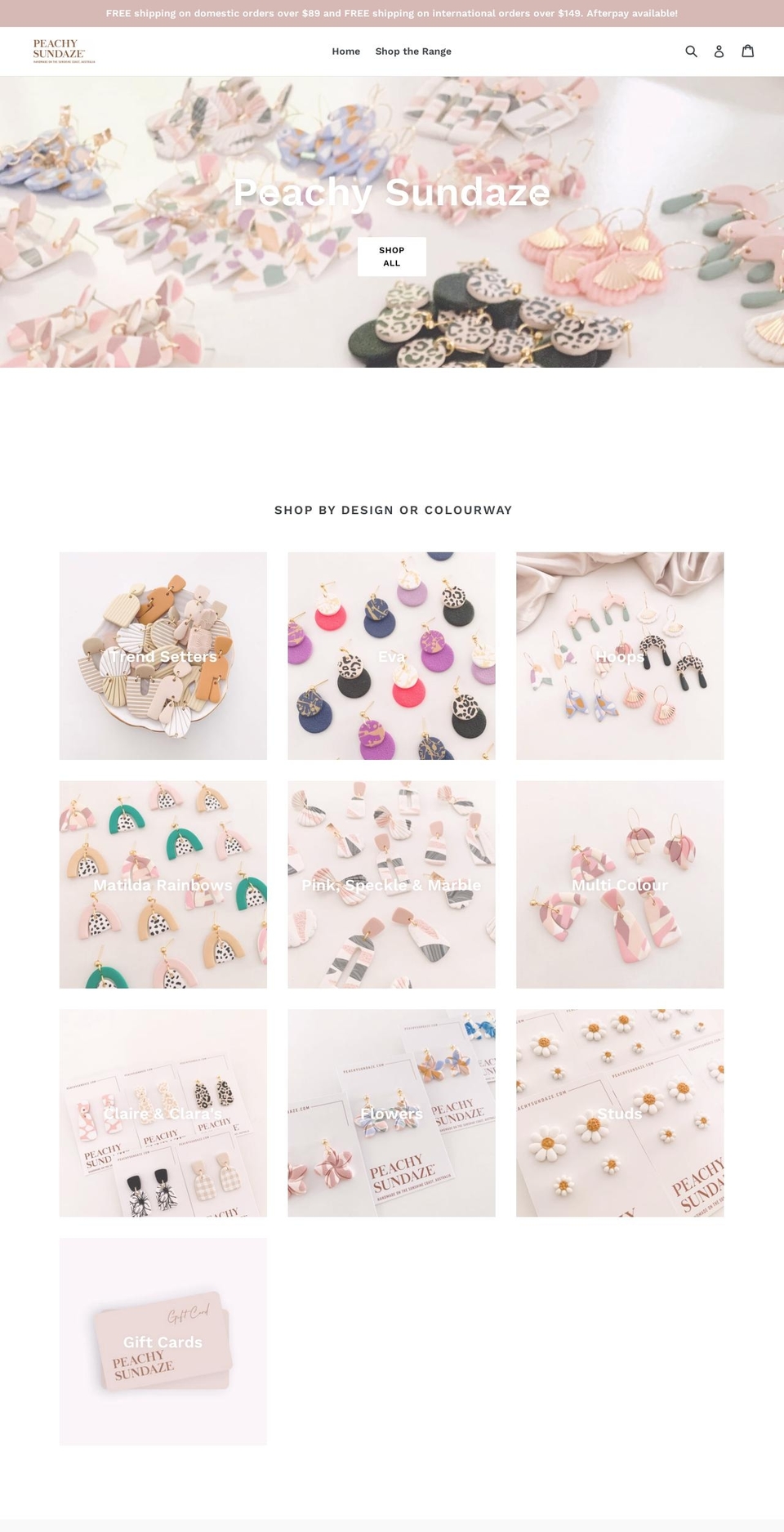 peachysundaze.com — Shopify storefront screenshot