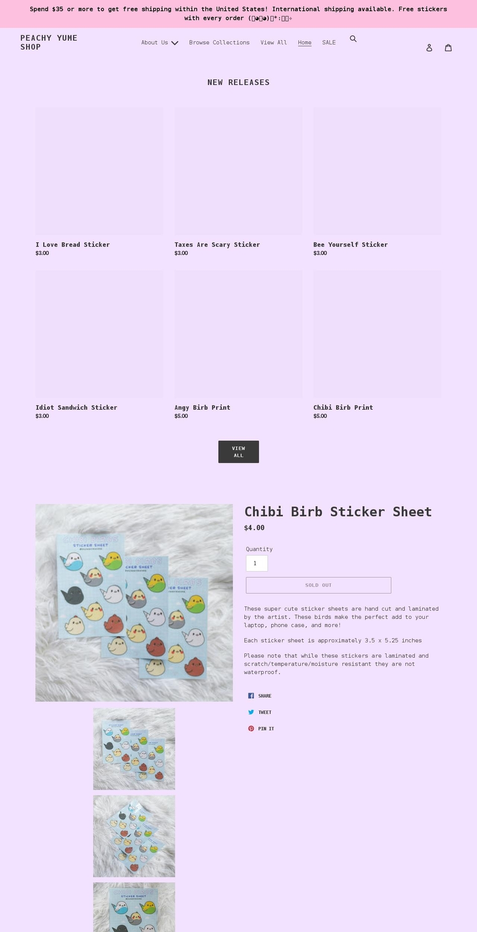 peachyyumeshop.com shopify website screenshot