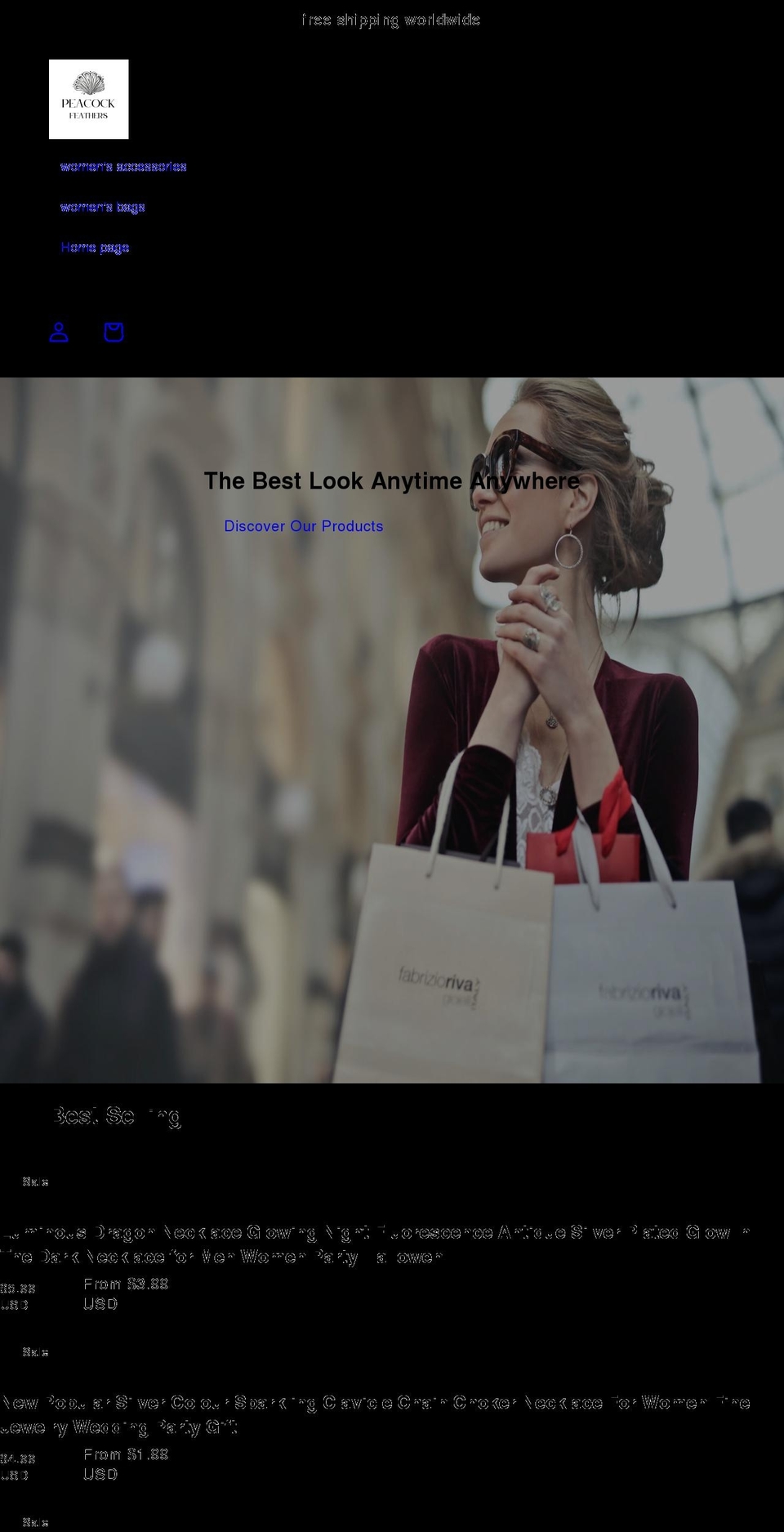 peacockfeather.net shopify website screenshot