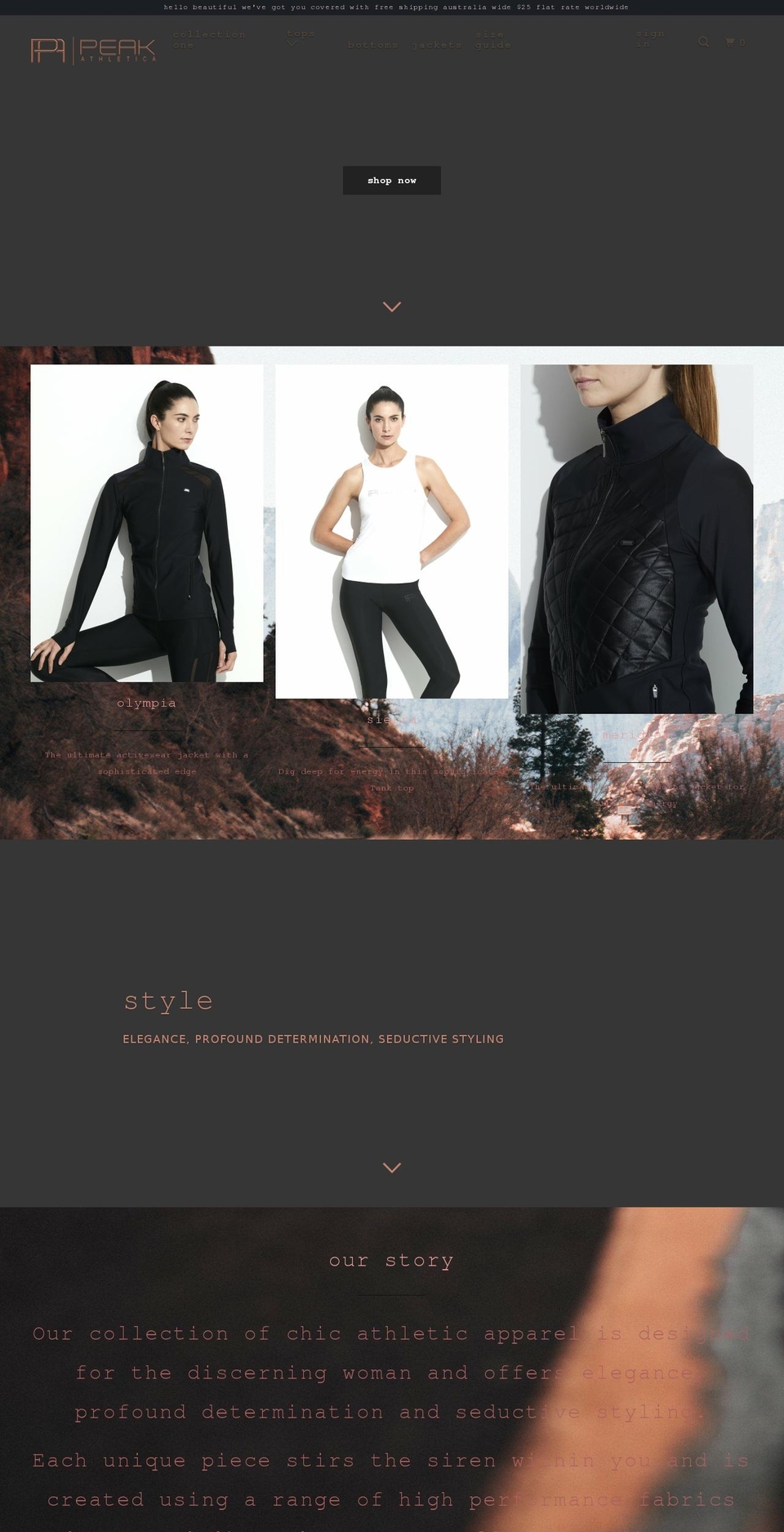 Copy of Parallax Shopify theme site example peakathletica.com