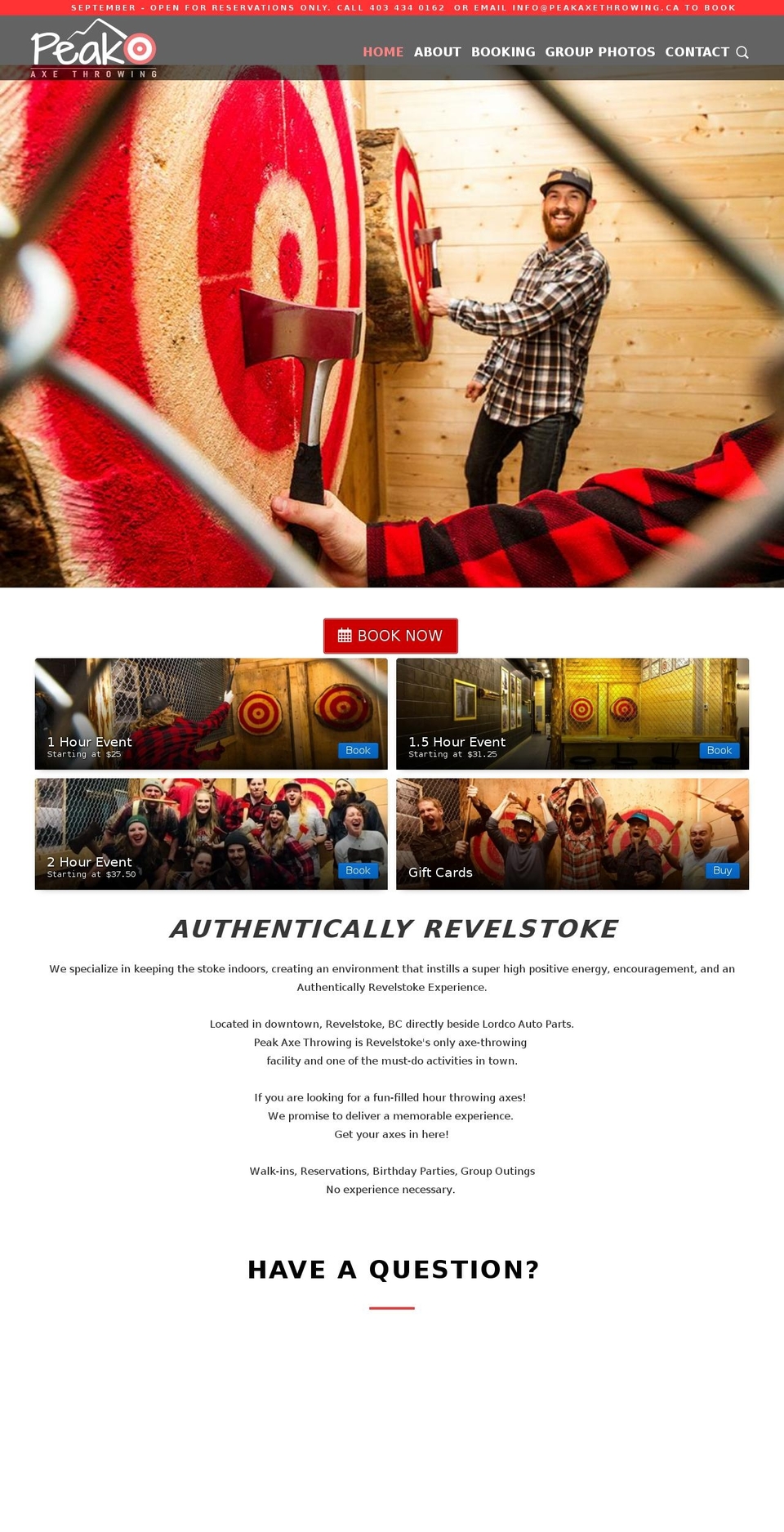 peakaxethrowing.com — Shopify storefront screenshot