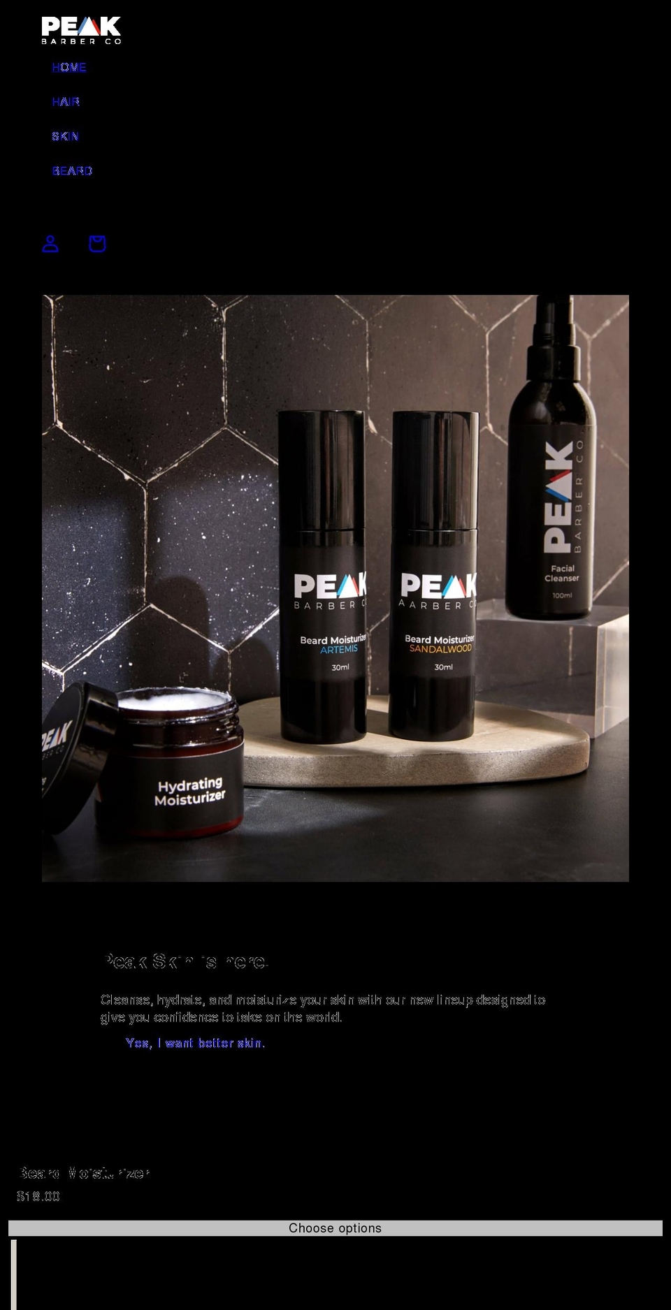 peakbarberco.com shopify website screenshot