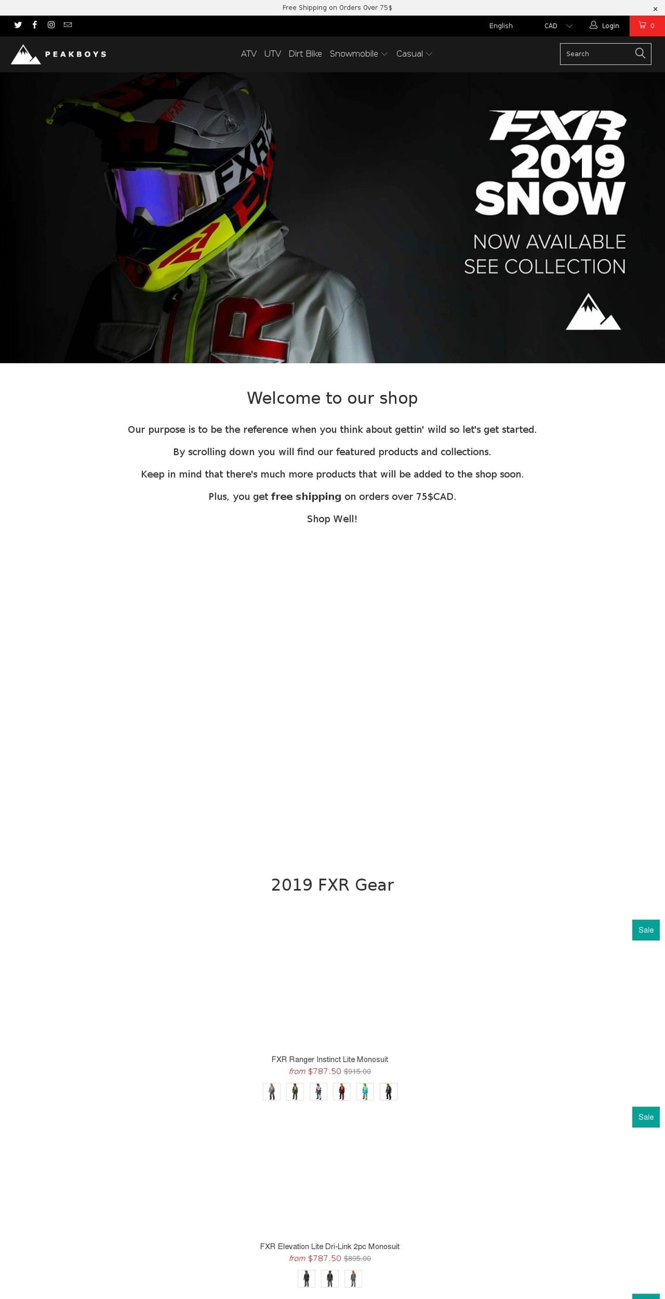 peakboys.ca shopify website screenshot