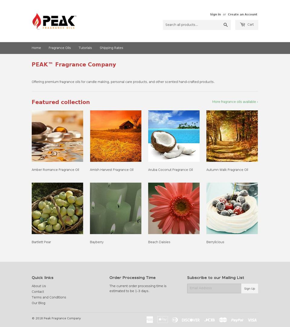peakcandle.com shopify website screenshot