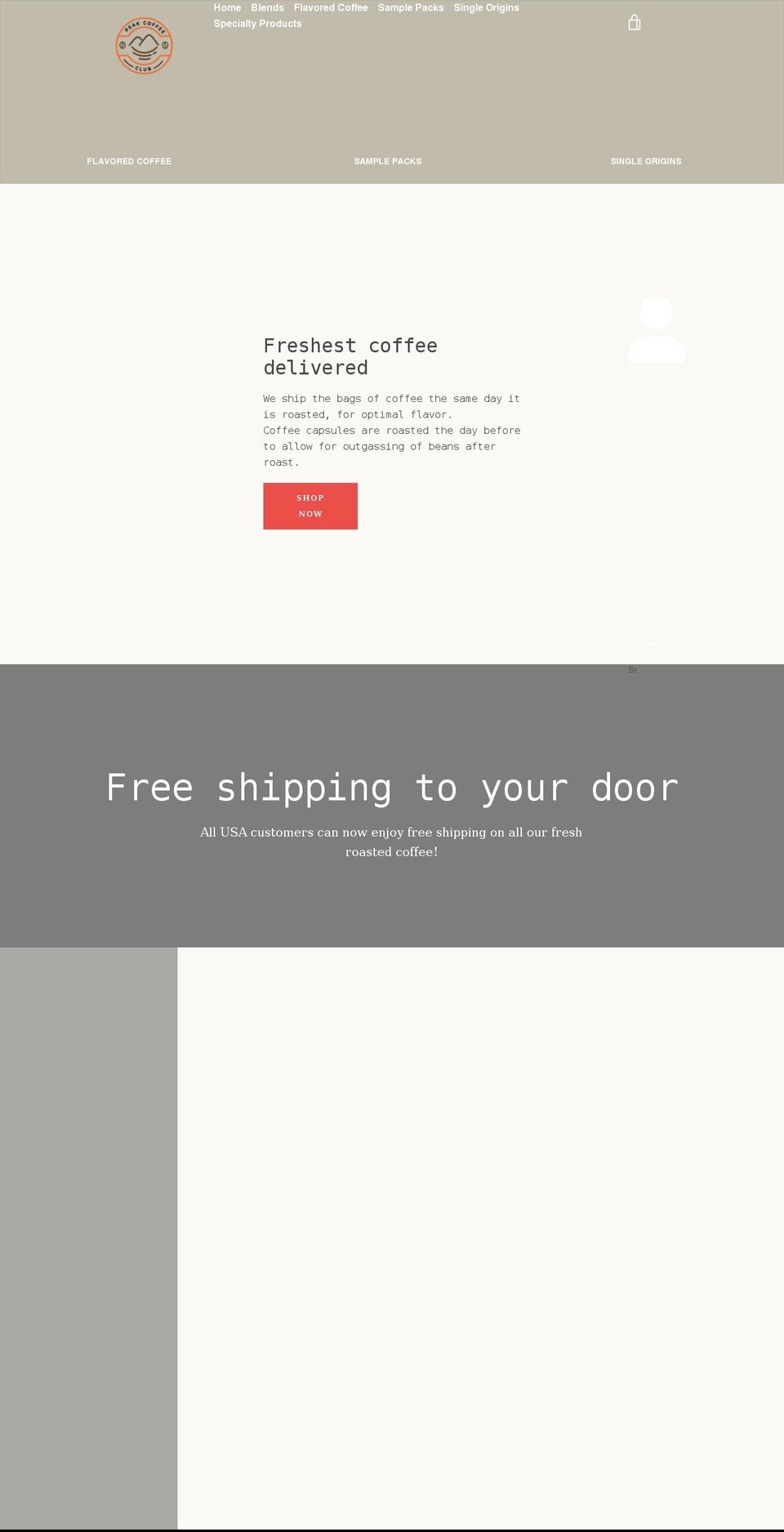 Dripshipper turnkey theme Shopify theme site example peakcoffeeclub.com