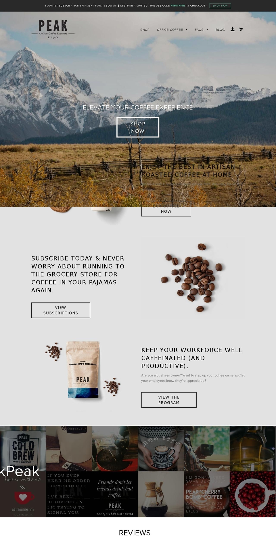 peakcoffeeco.com shopify website screenshot
