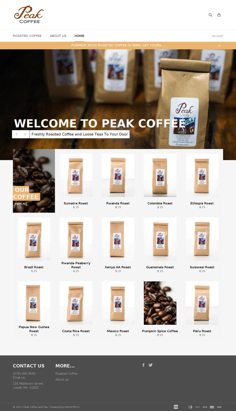 peakcoffeeroasters.com shopify website screenshot