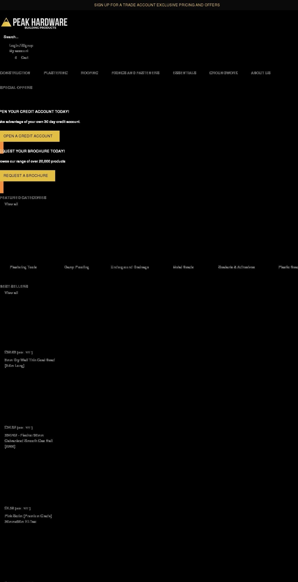 peakhardware.co.uk shopify website screenshot