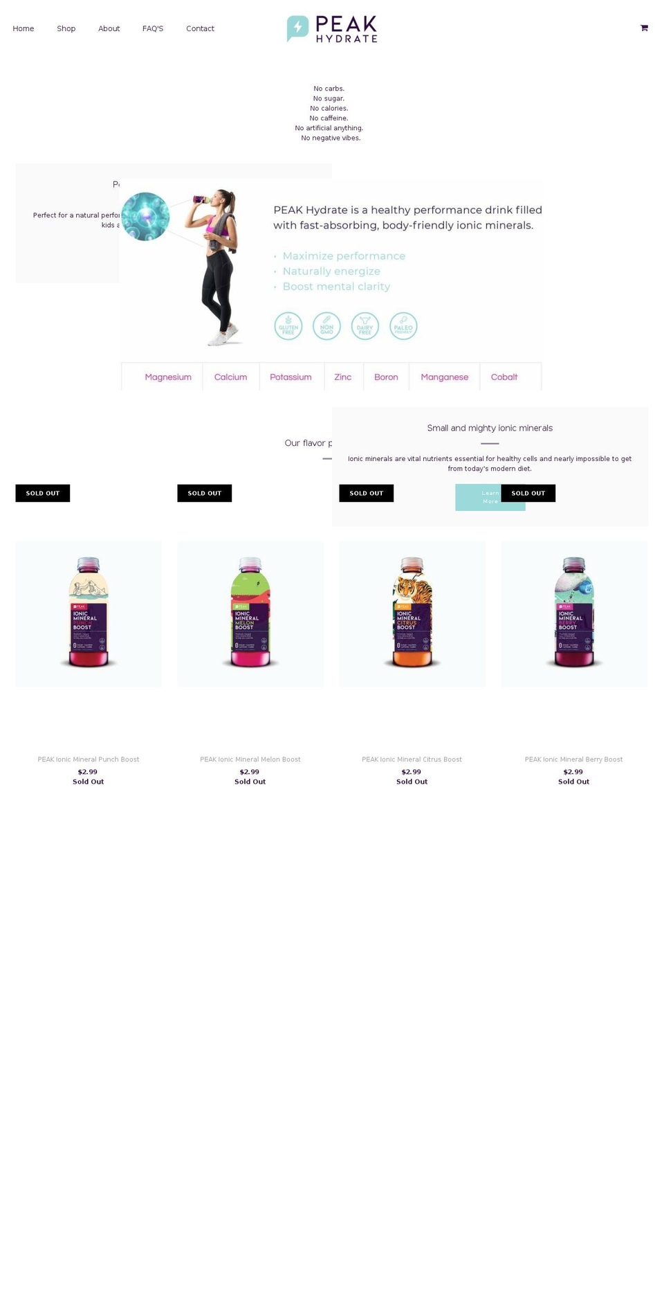 peakhydrate.com shopify website screenshot