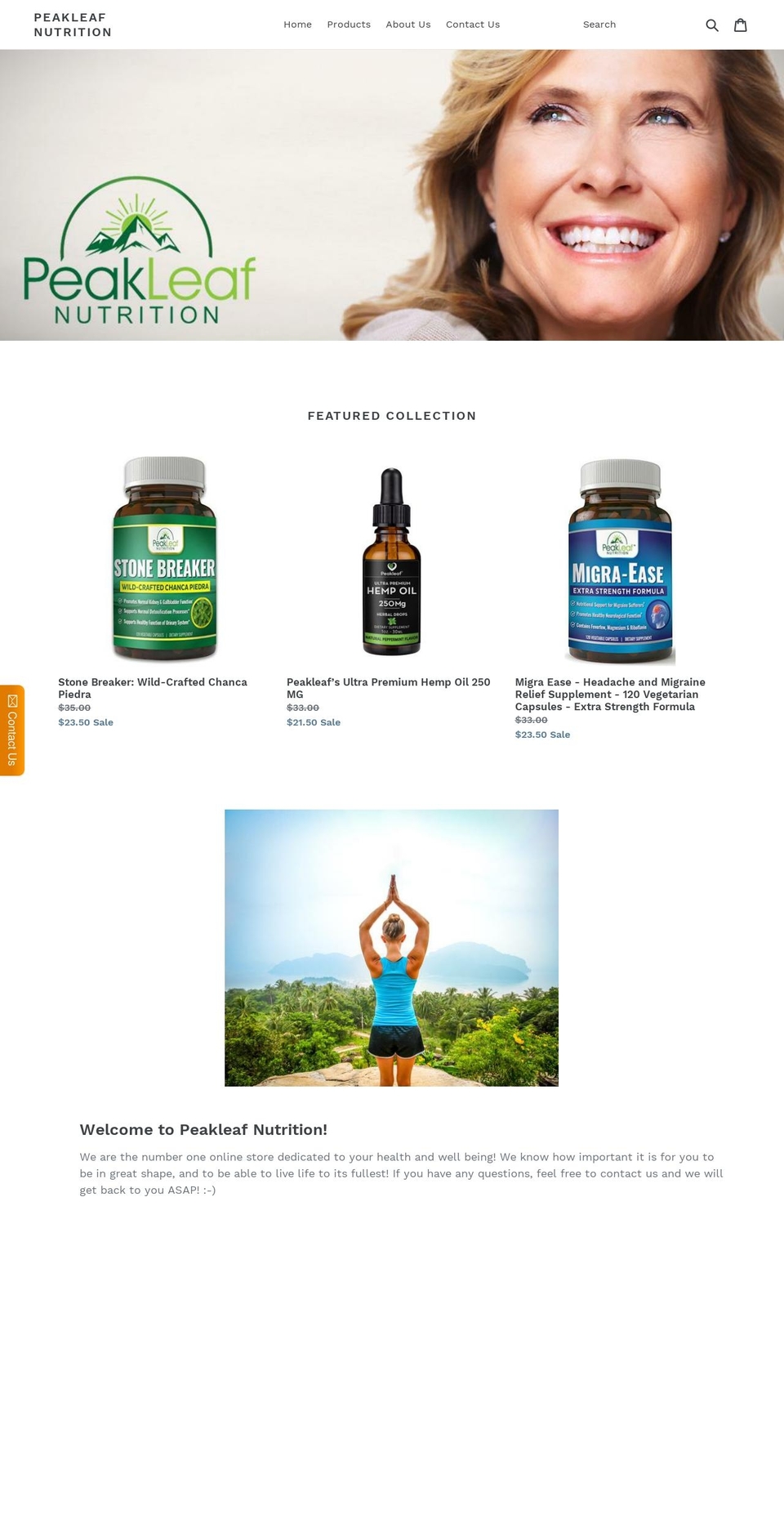 peakleafnutrition.com shopify website screenshot