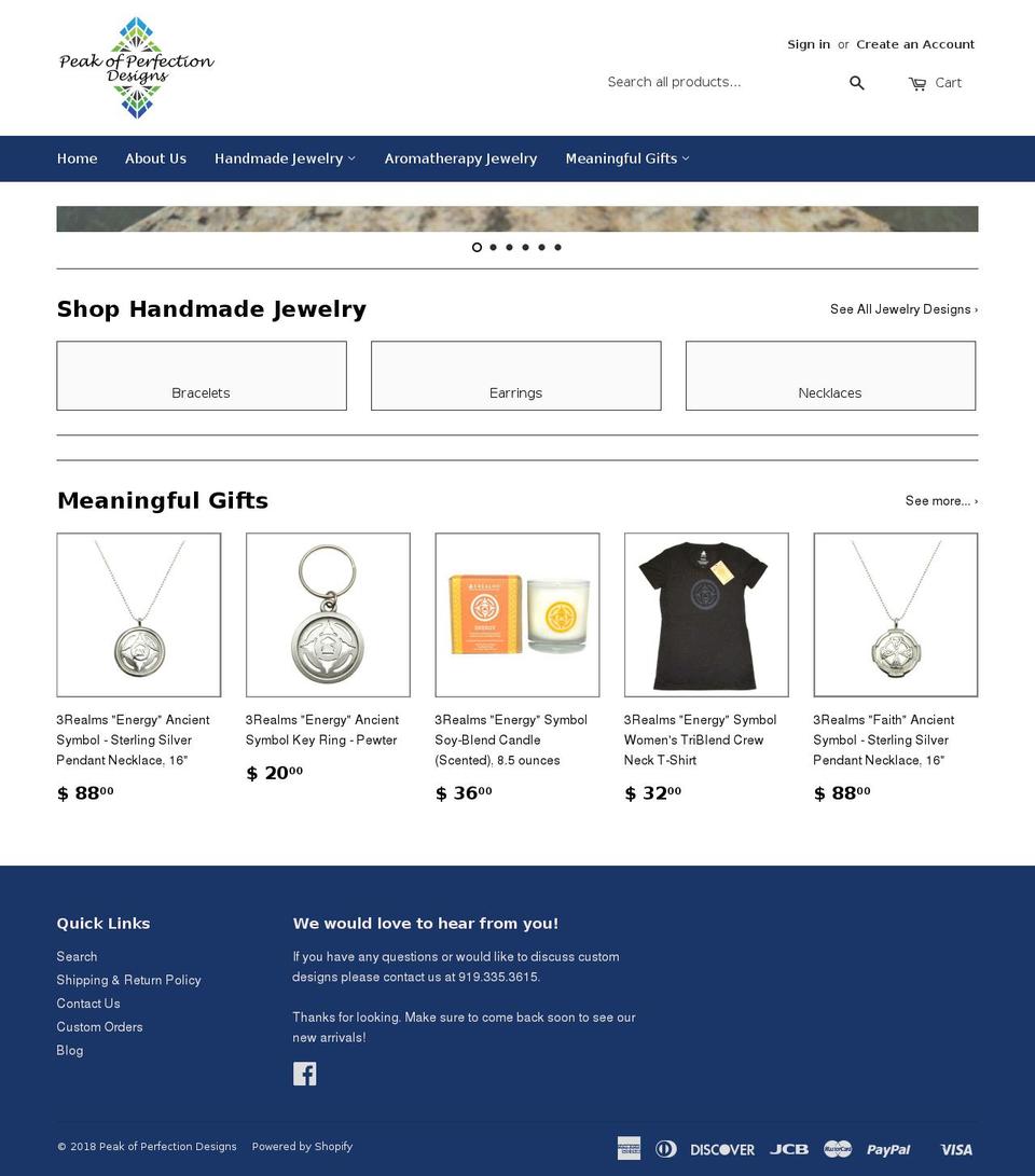 peakofperfectiondesigns.com — Shopify storefront screenshot