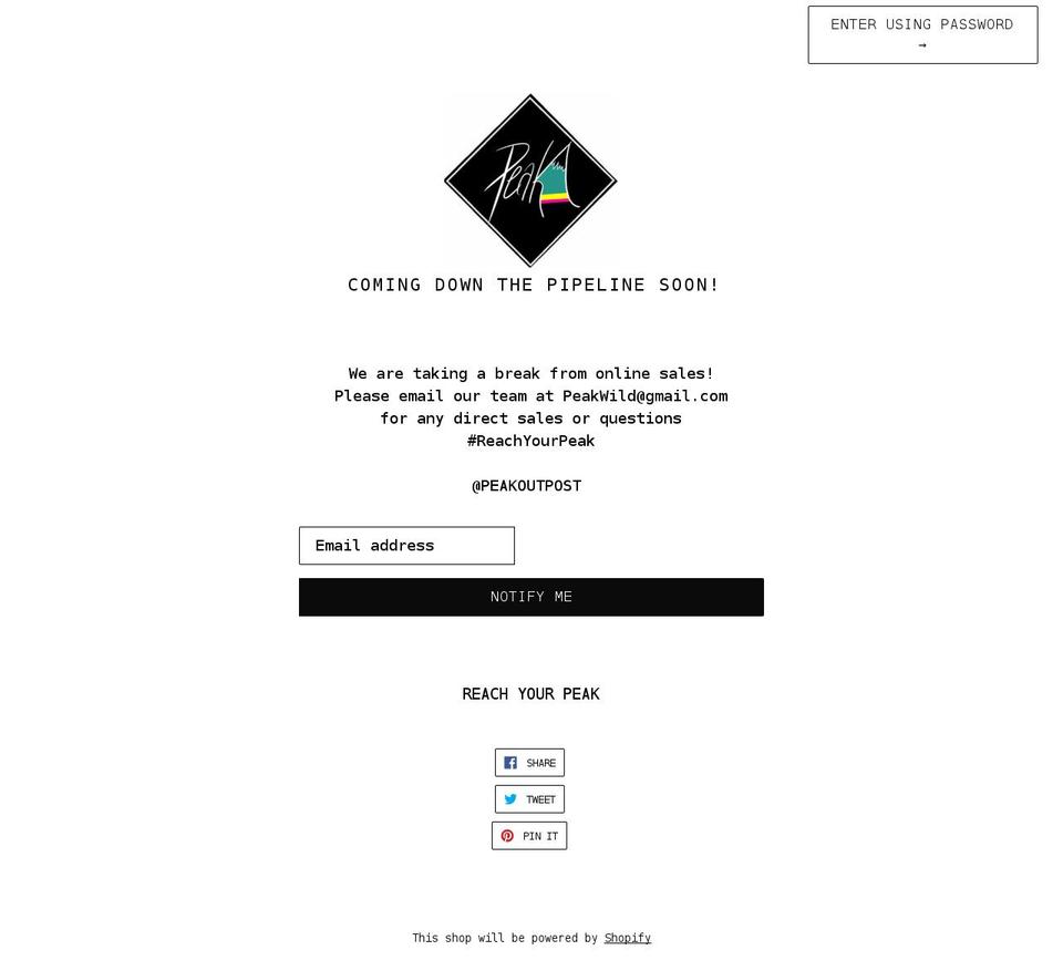 peakoutpost.com shopify website screenshot