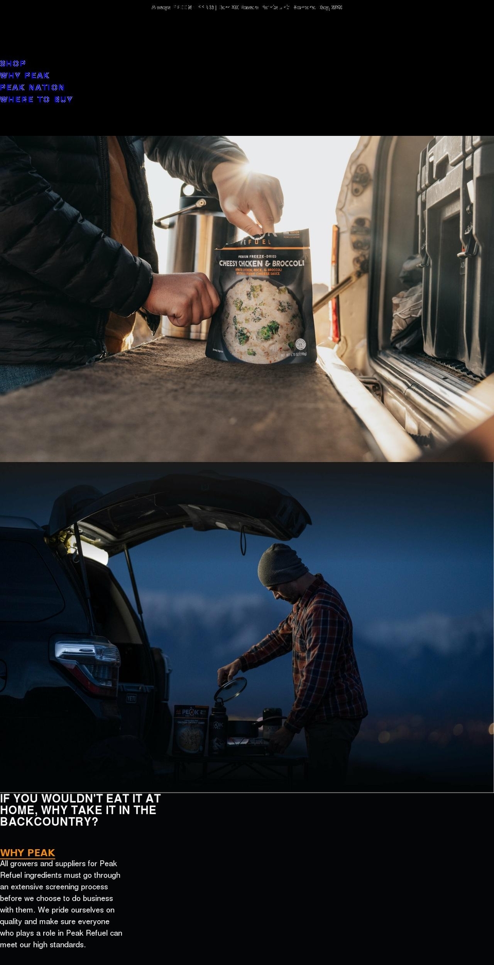 peakrefuel.com shopify website screenshot