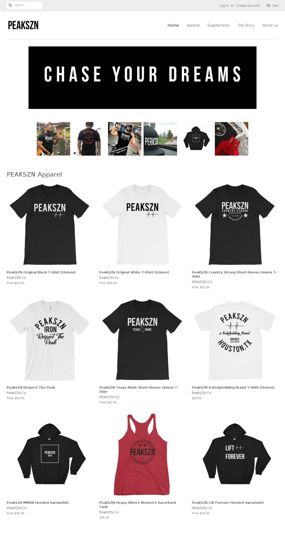 peaksznco.com shopify website screenshot