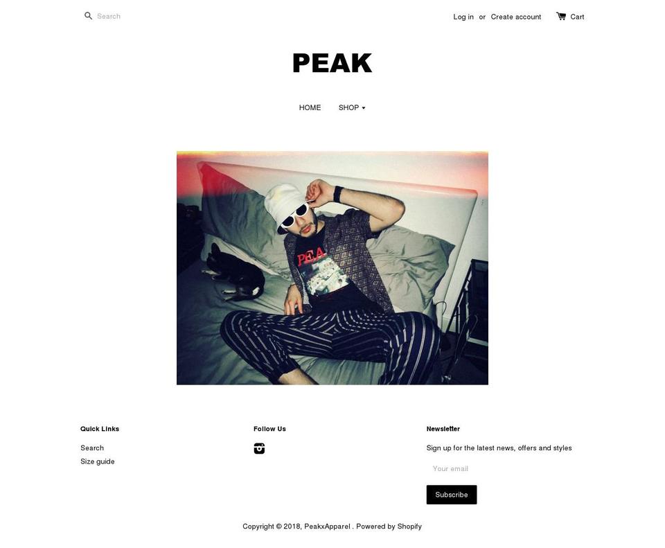 peakxapparel.com — Shopify storefront screenshot