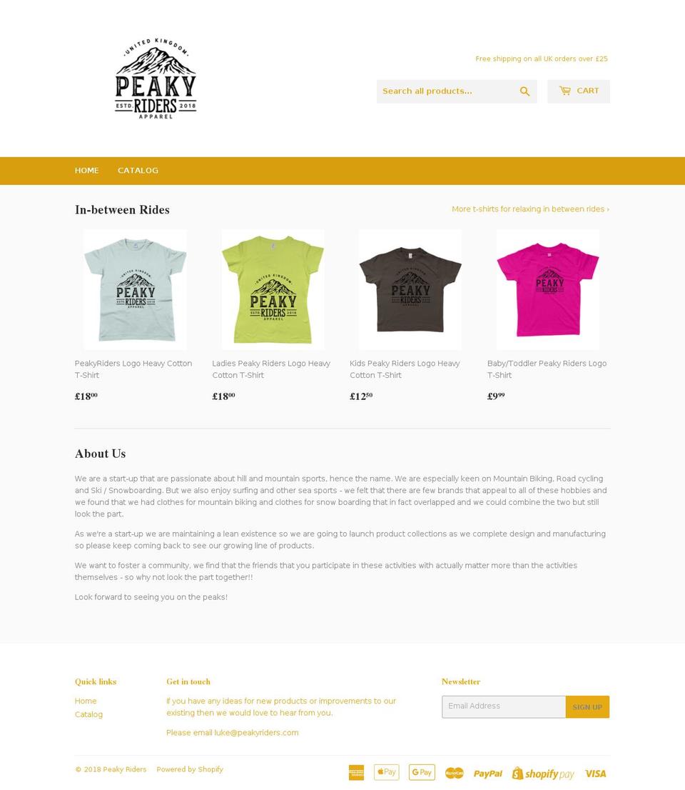 peakyriders.com — Shopify storefront screenshot