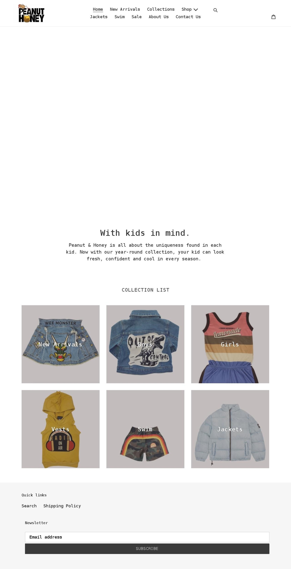 peanutandhoney.com shopify website screenshot