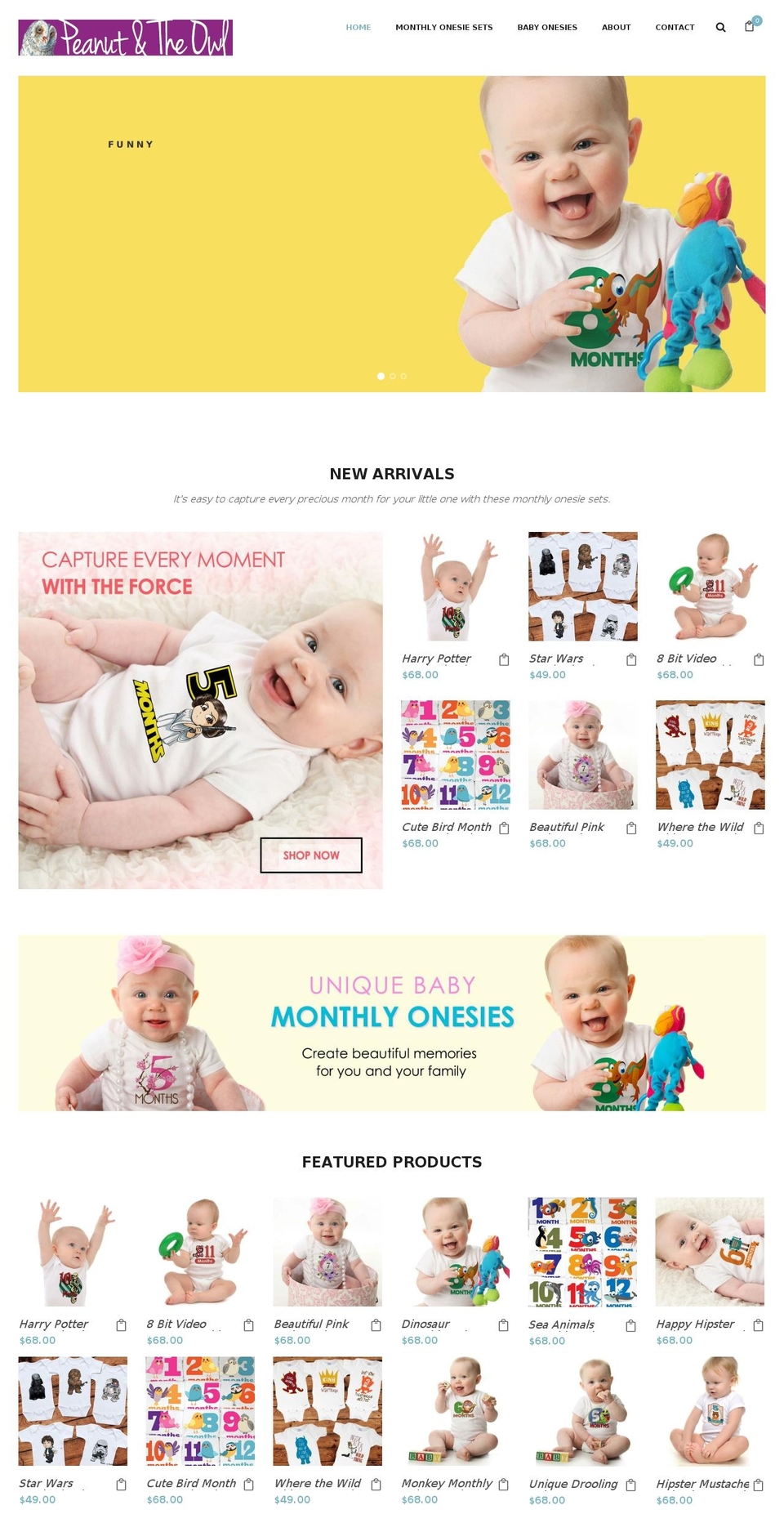 peanutandtheowl.com — Shopify storefront screenshot