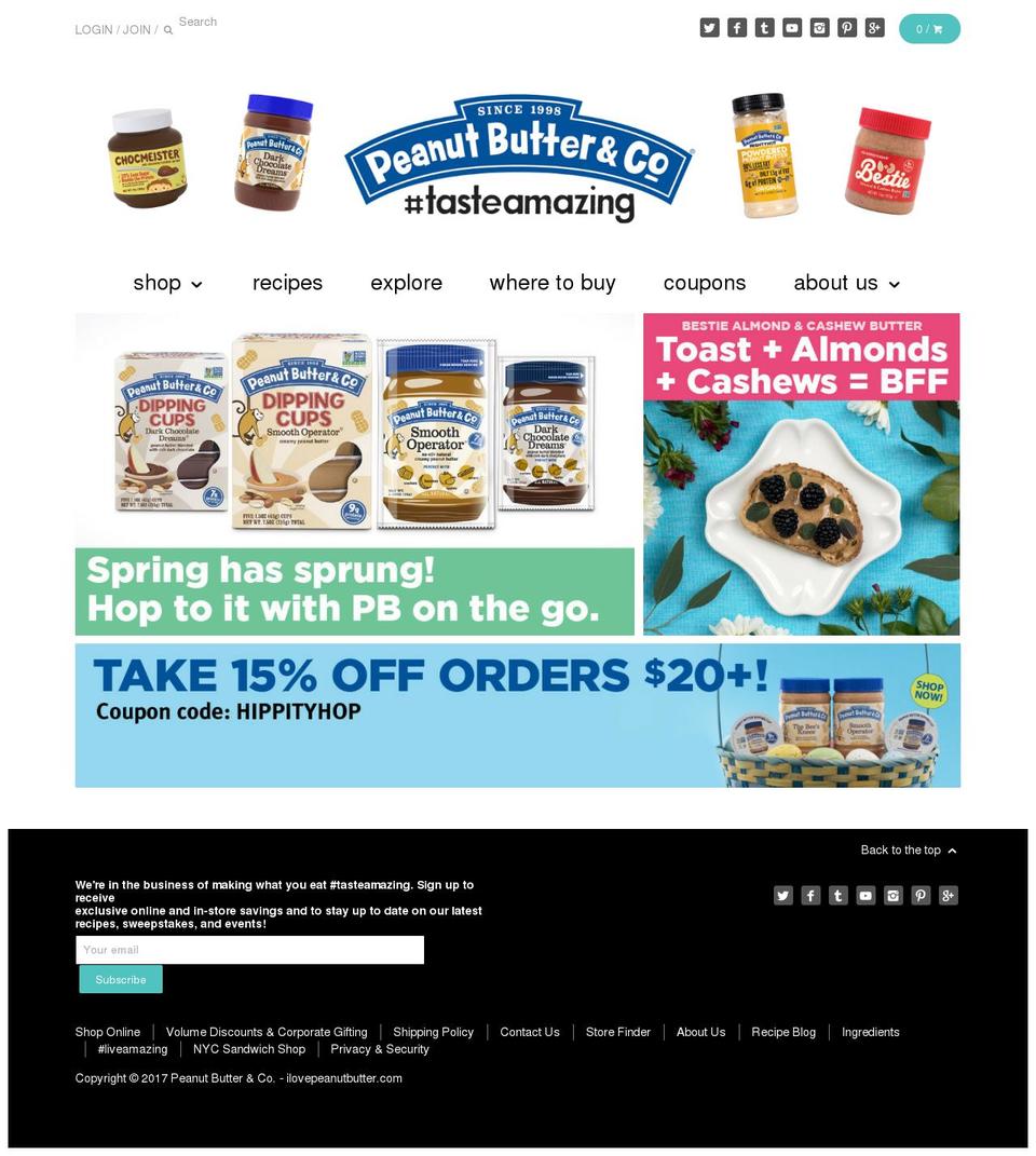 peanutbutterandco.net shopify website screenshot