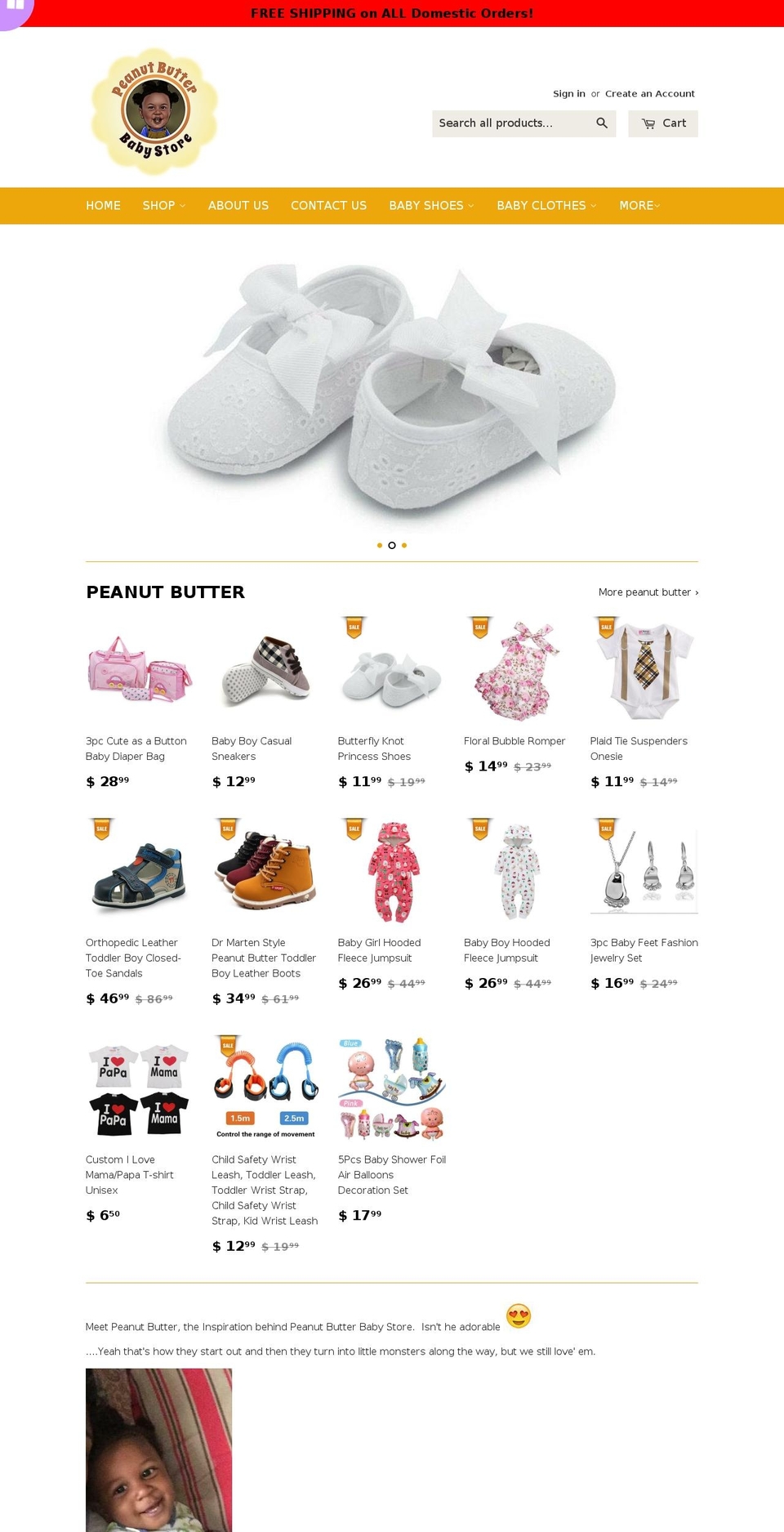peanutbutterbabystore.com — Shopify storefront screenshot
