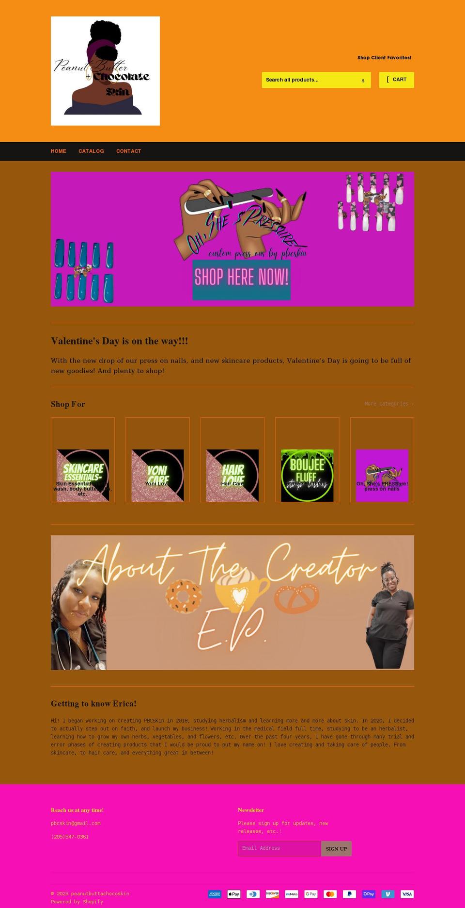 peanutbutterchocolateskin.com shopify website screenshot