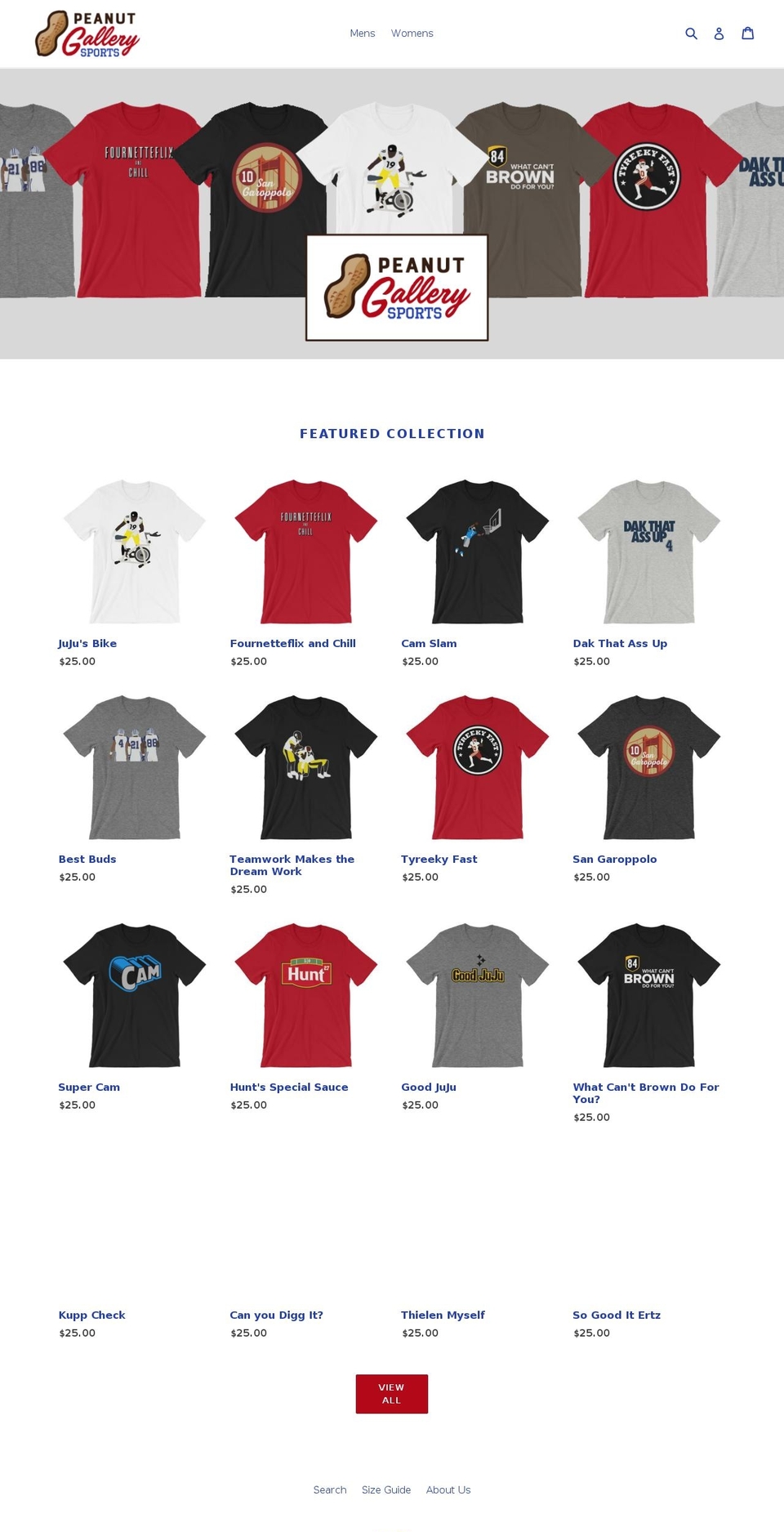 peanutgallerysports.com — Shopify storefront screenshot