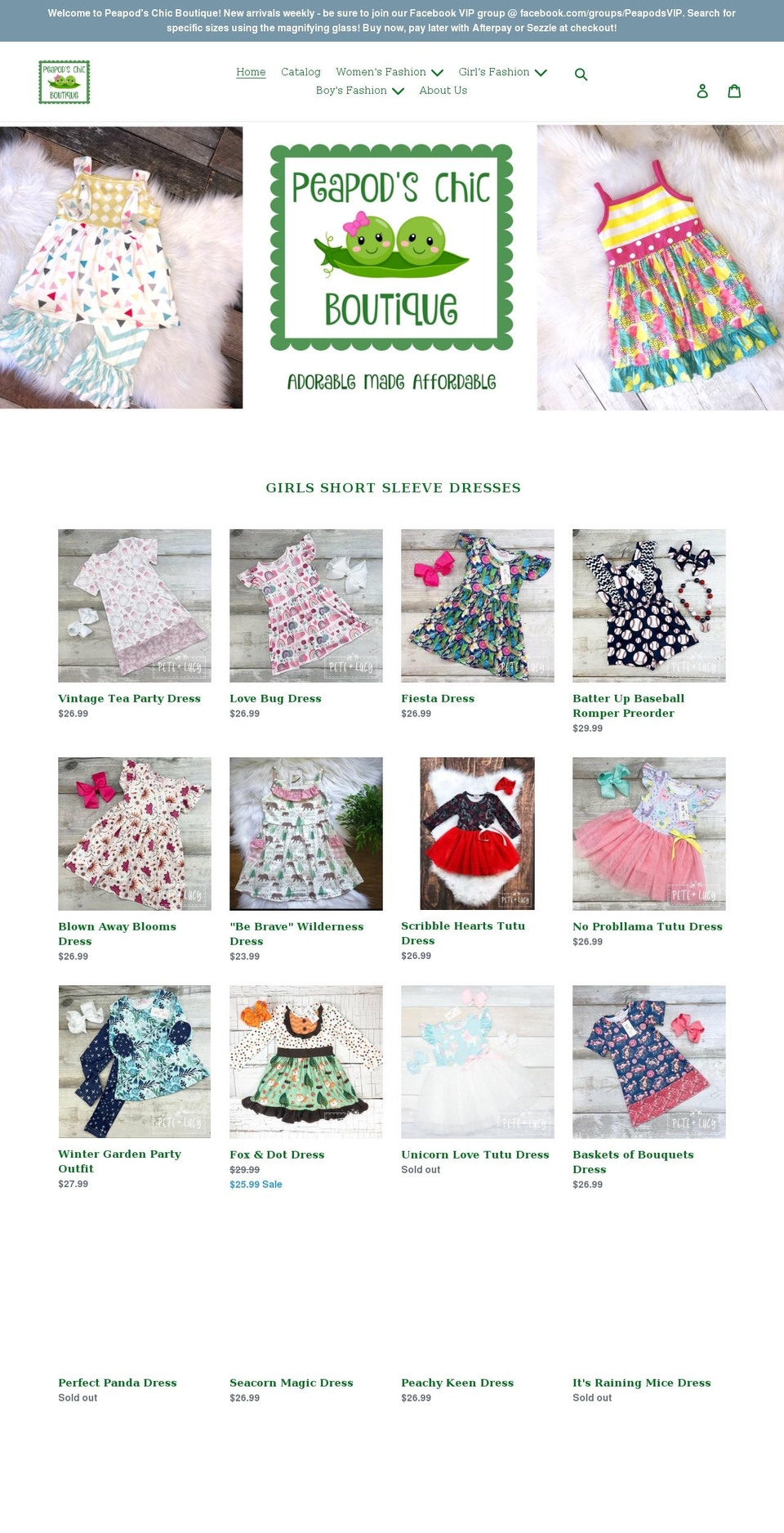 peapodschicboutique.com shopify website screenshot