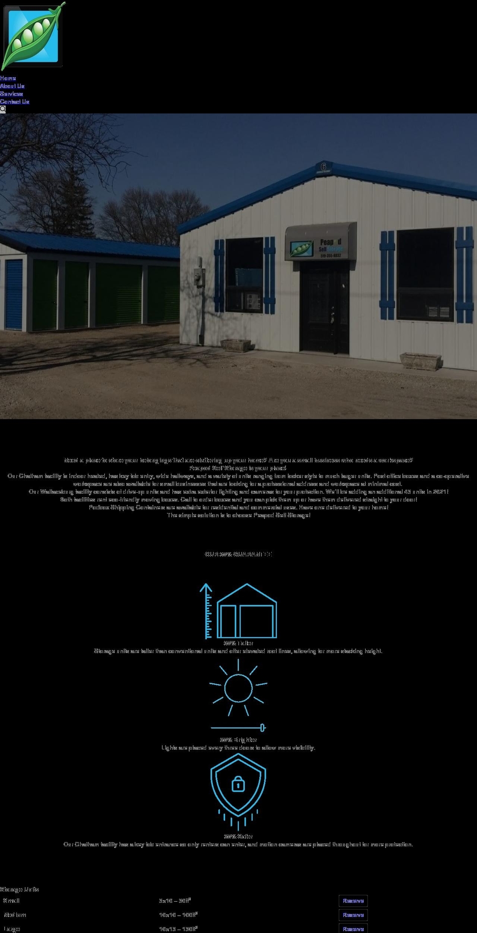 peapodselfstorage.com shopify website screenshot