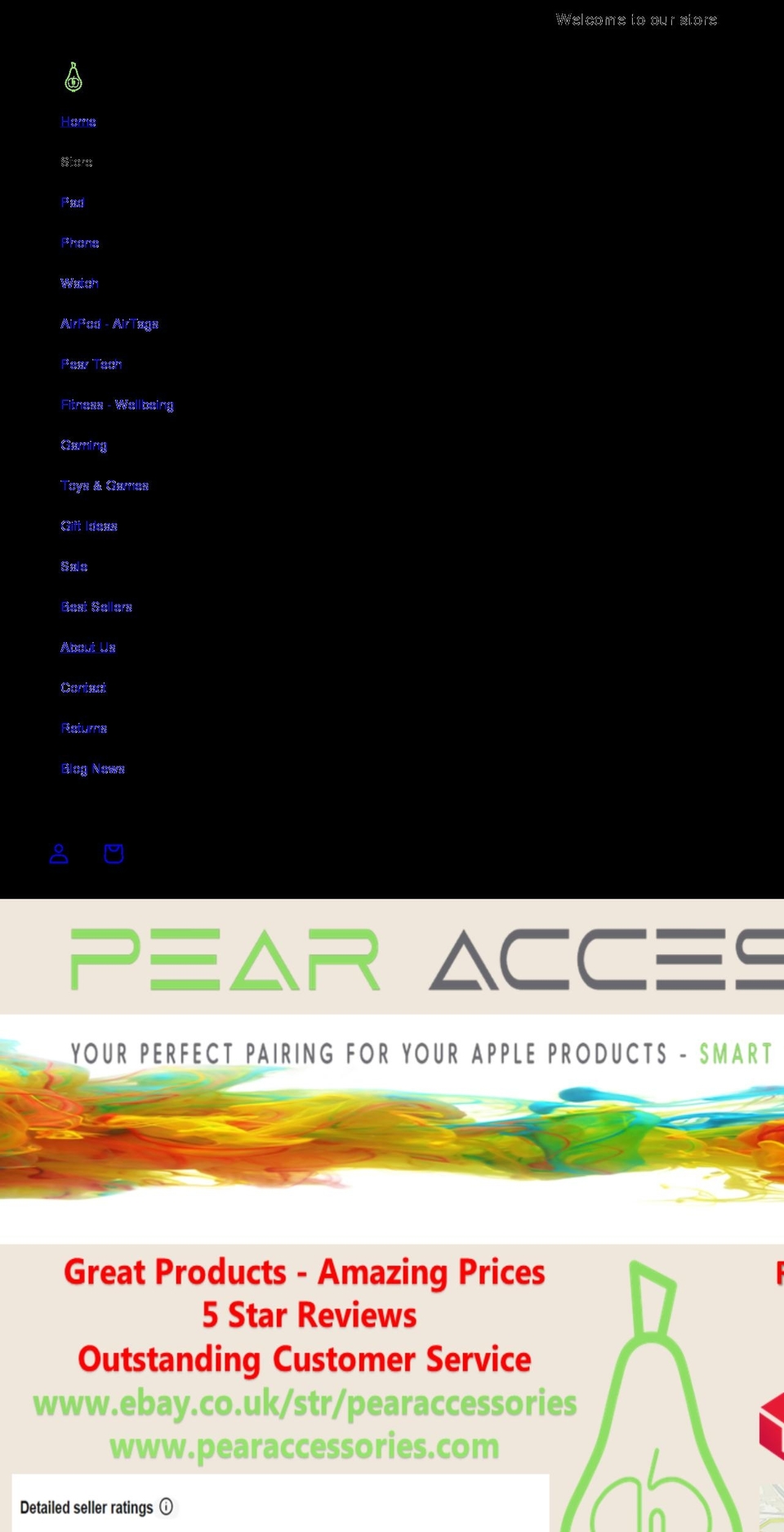 pearaccessories.com shopify website screenshot