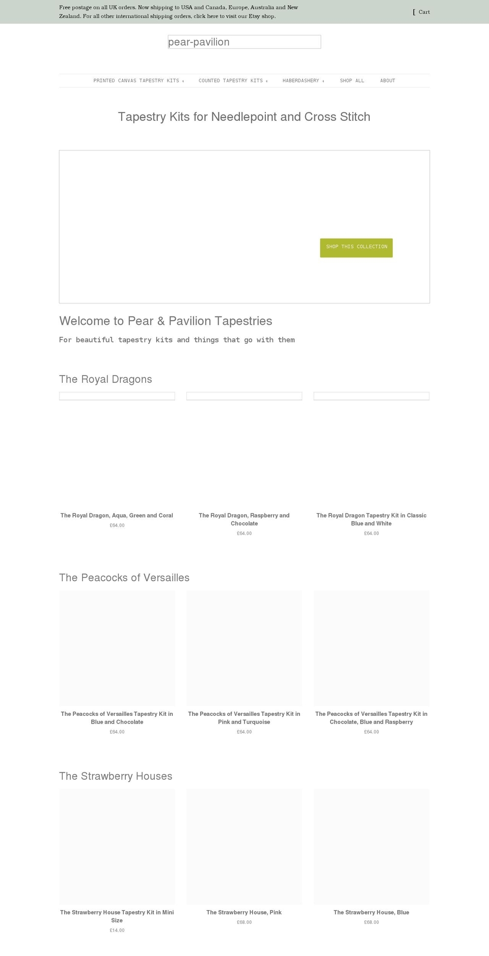 pearandpavilion.co.uk shopify website screenshot