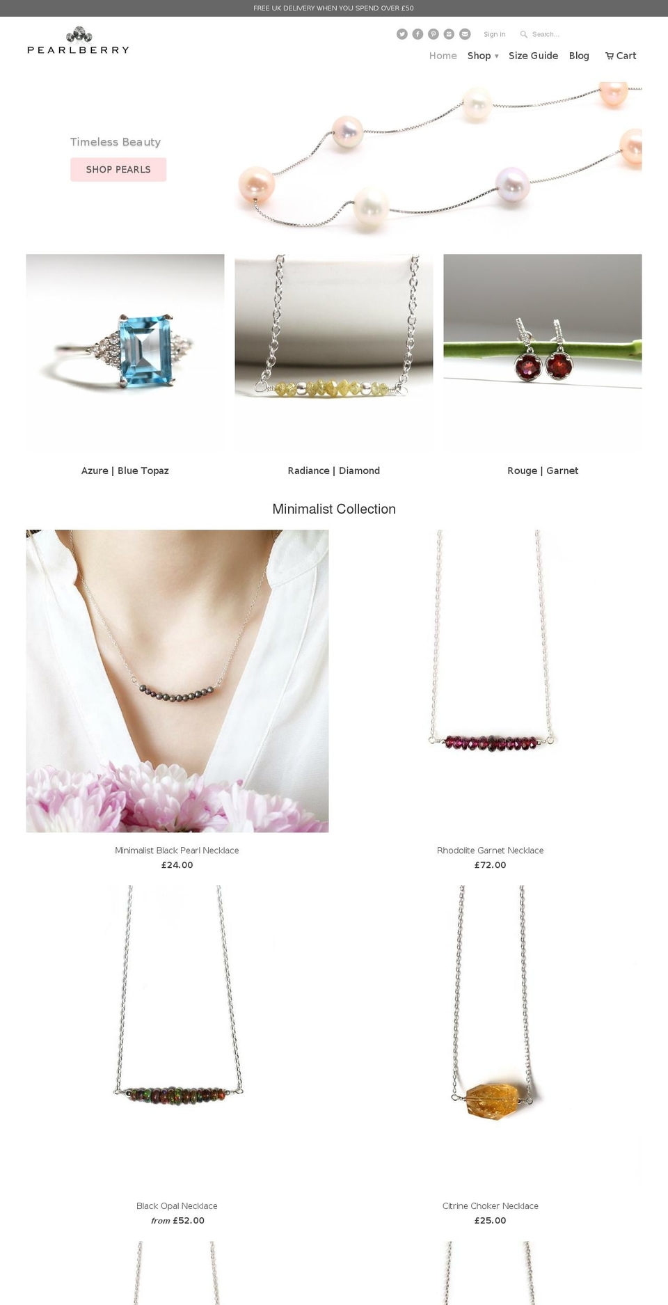 pearlberryjewellery.com shopify website screenshot