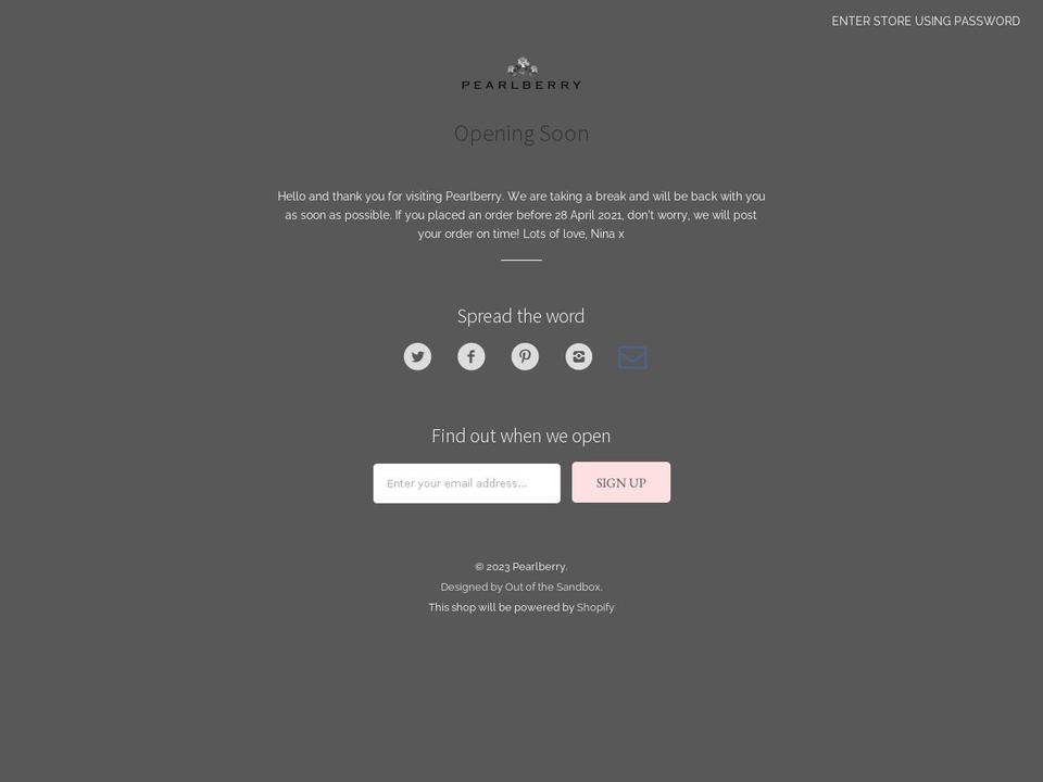 pearlberryjewels.co.uk shopify website screenshot