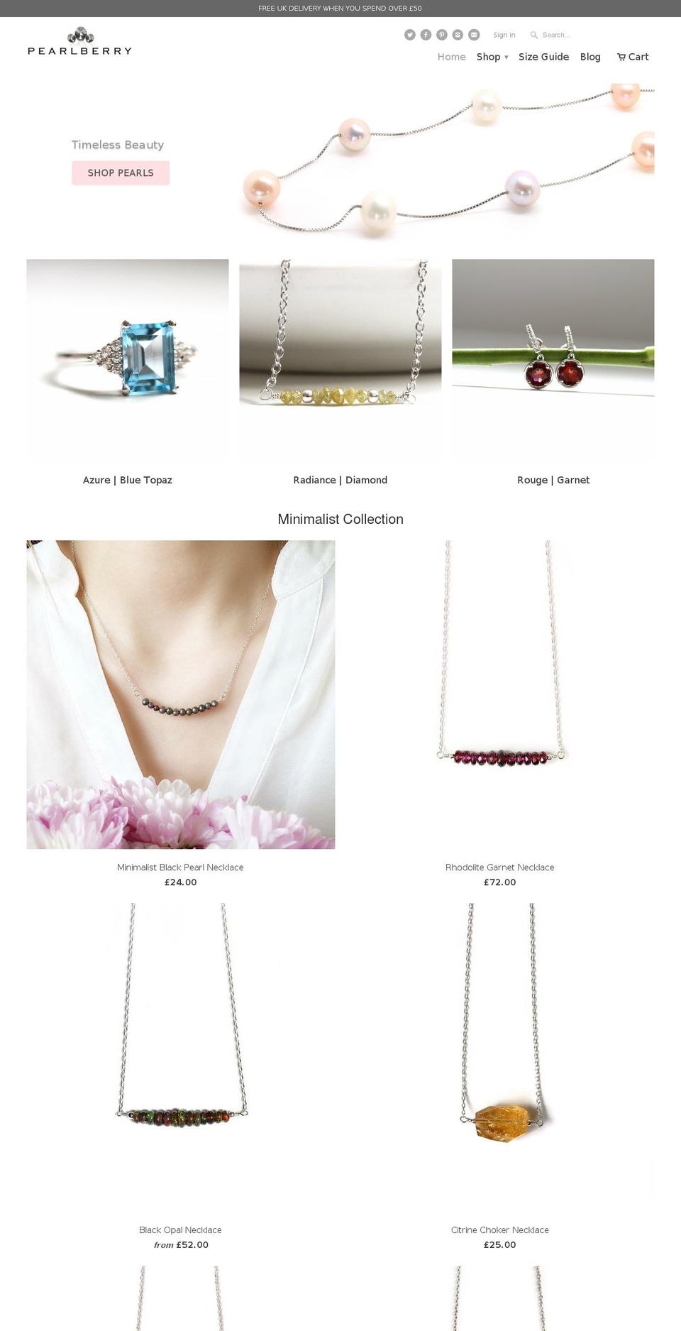pearlberryjewels.com shopify website screenshot
