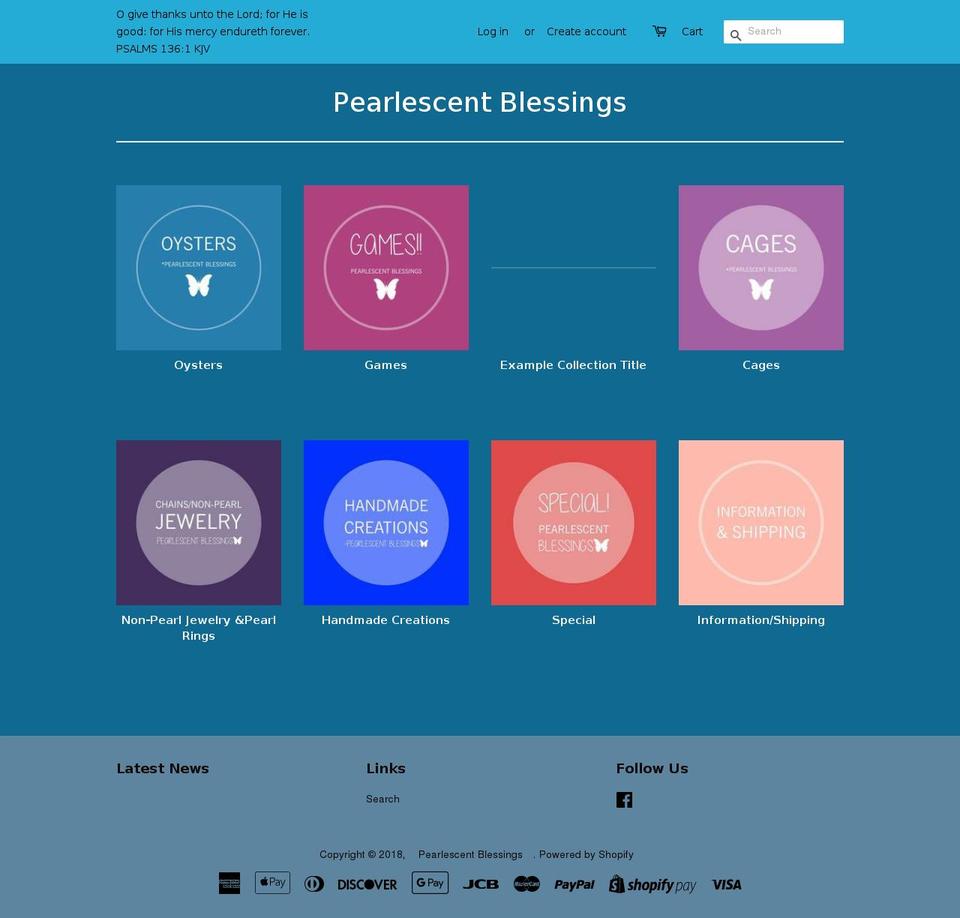 pearlescentblessings.com — Shopify storefront screenshot