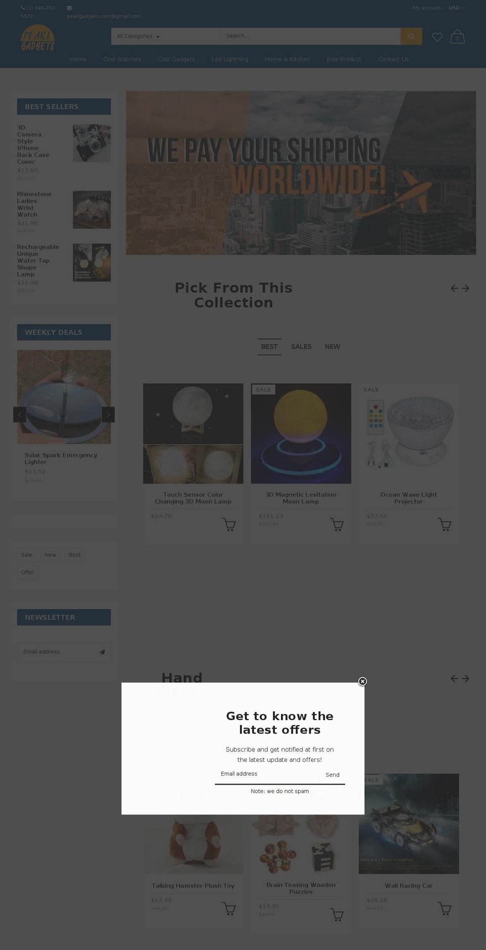 pearlgadgets.com — Shopify storefront screenshot