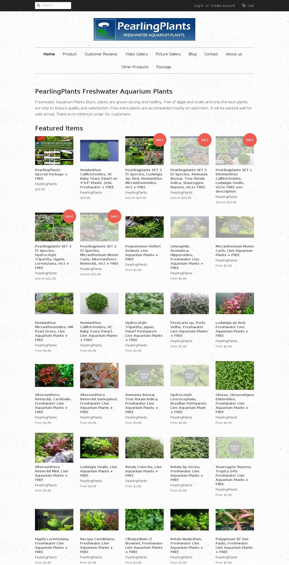 pearlingplants.com shopify website screenshot