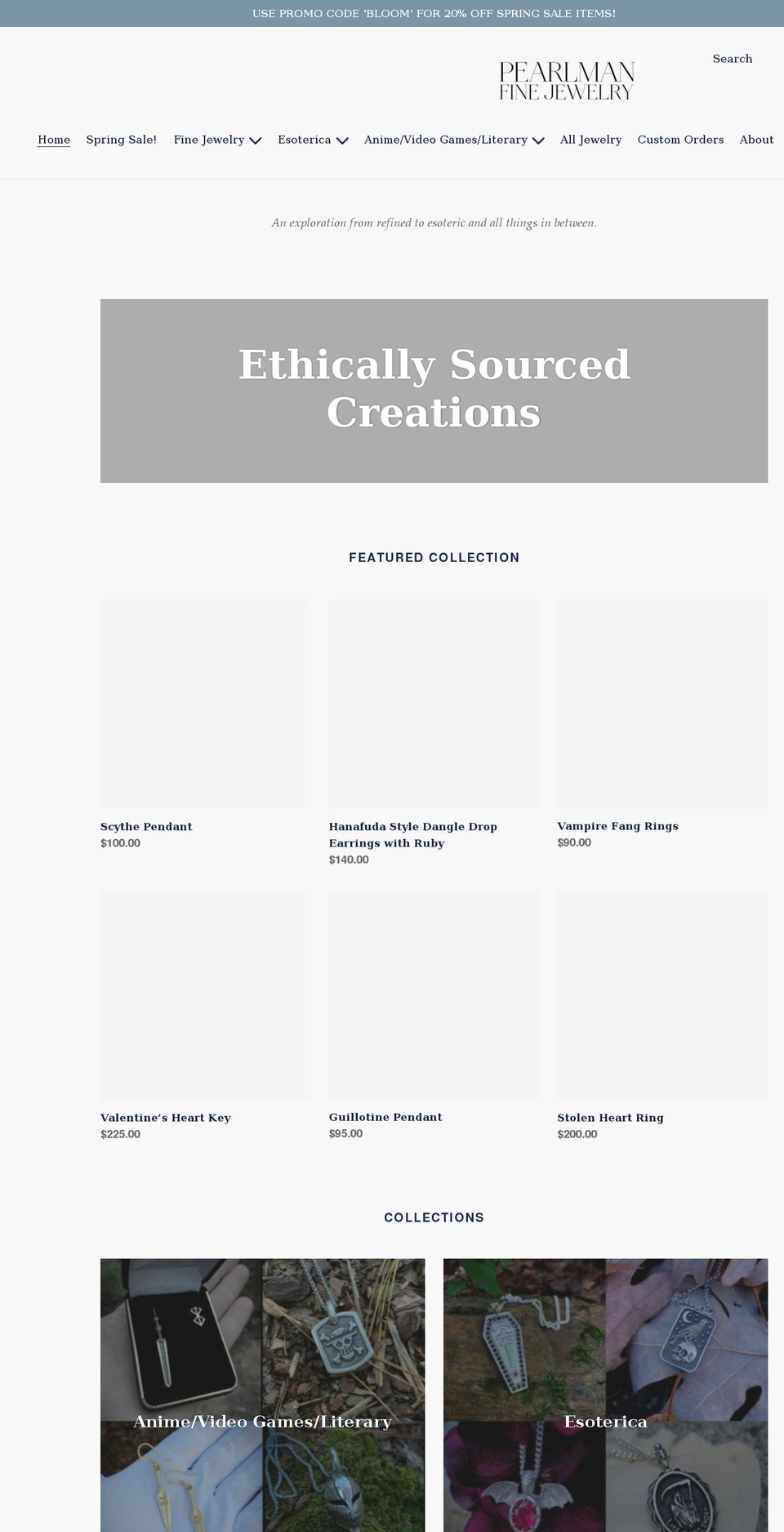 pearlmanfinejewelry.com shopify website screenshot