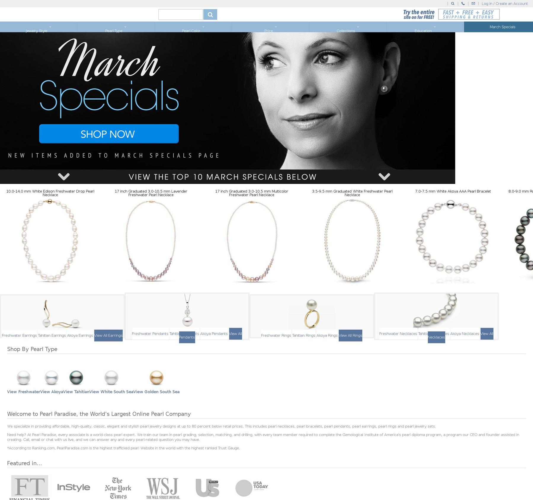 pearlparadise.com shopify website screenshot