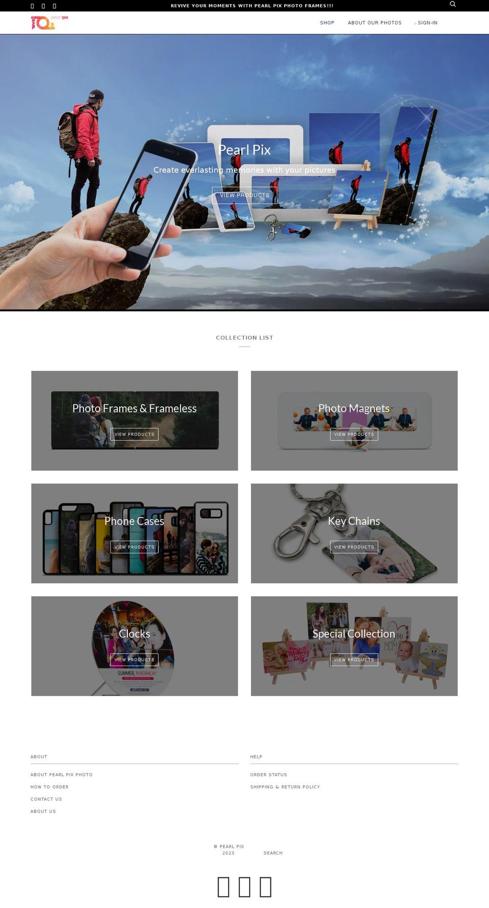 pearlpixus.com shopify website screenshot