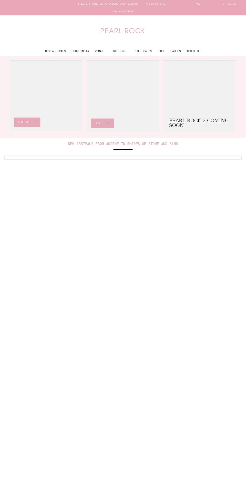 pearlrock.com.au shopify website screenshot