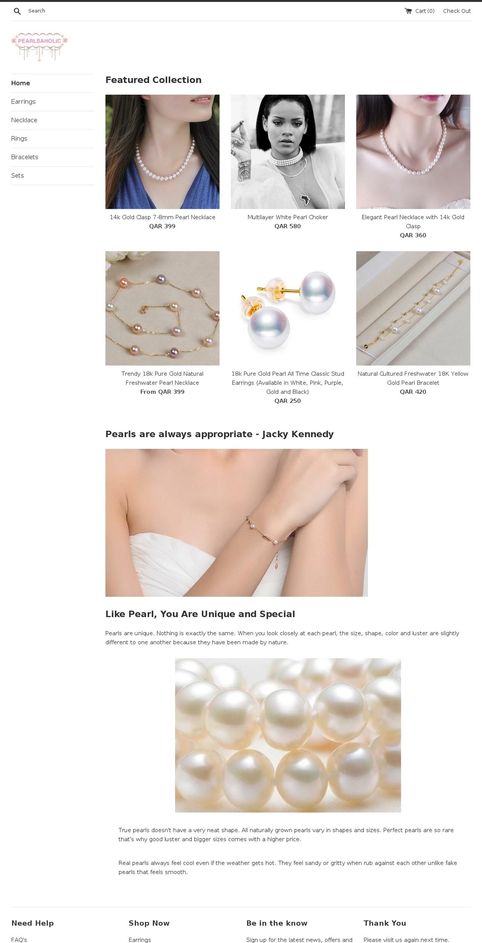 pearlsaholic.com — Shopify storefront screenshot