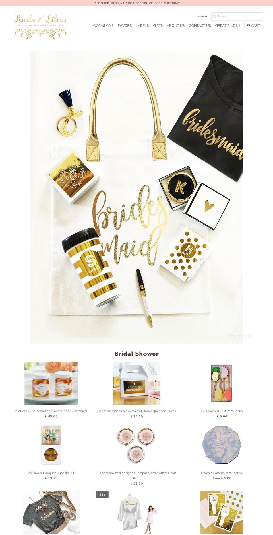 pearlsandlilies.com shopify website screenshot