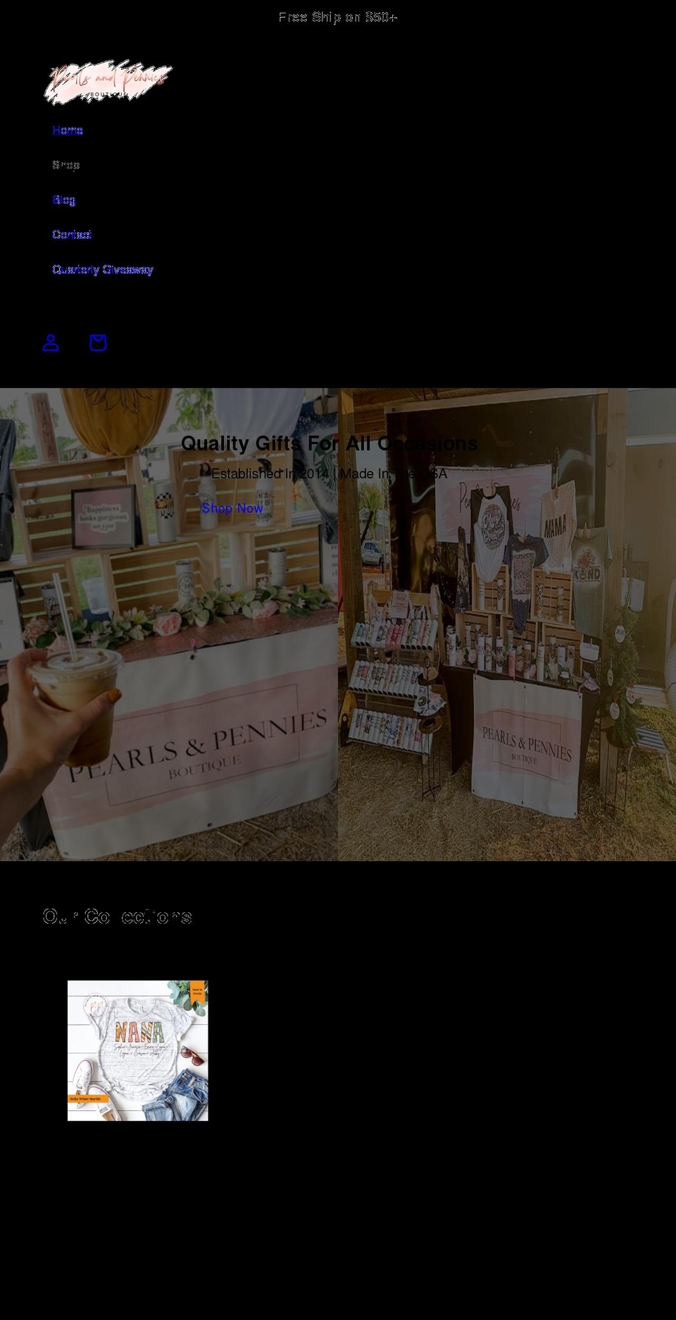 pearlsandpennies.com shopify website screenshot