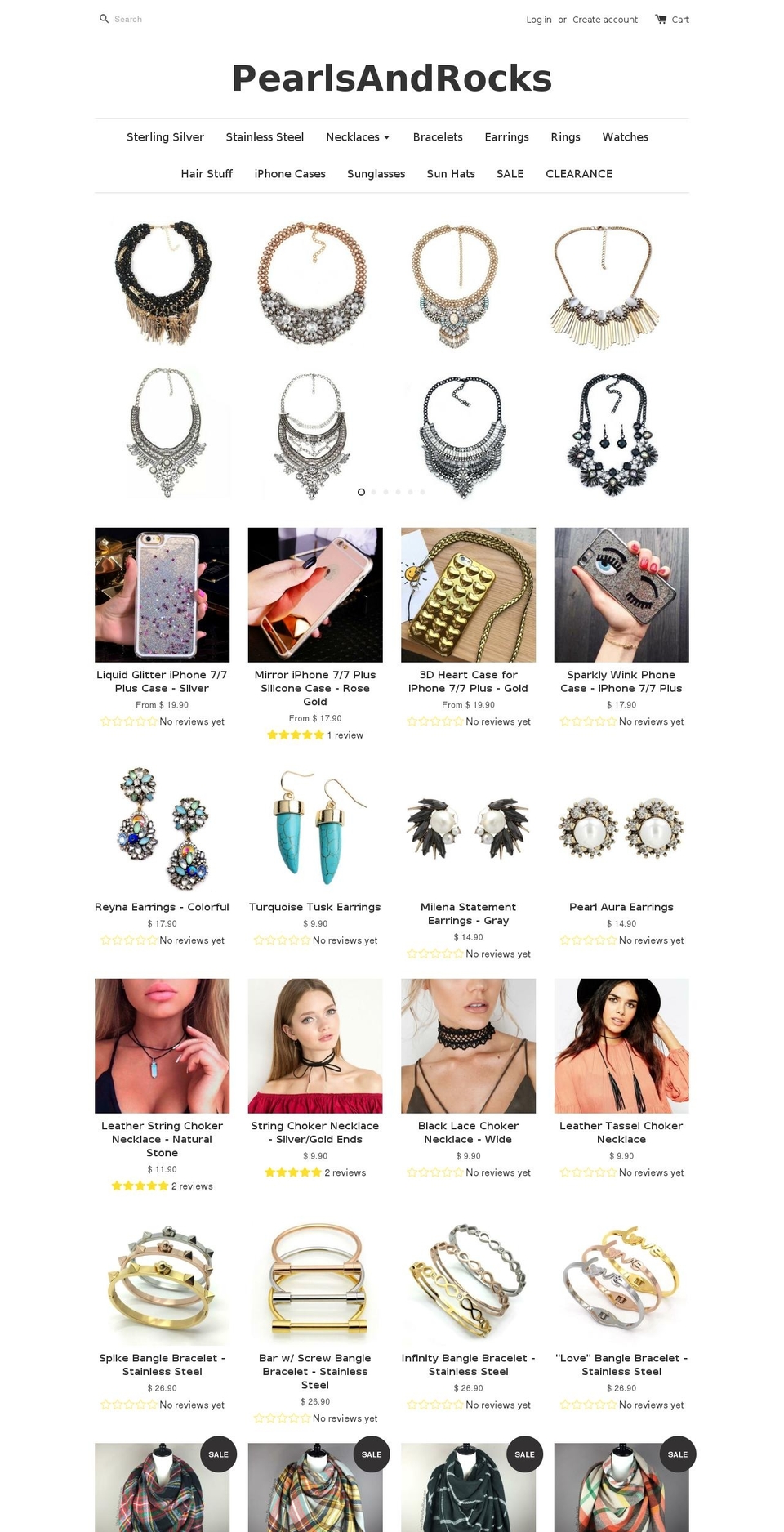 pearlsandrocks.com shopify website screenshot