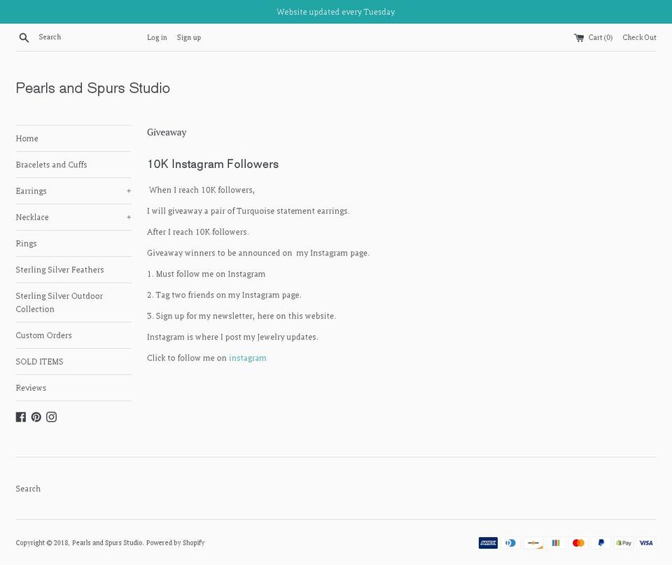 pearlsandspursstudio.com shopify website screenshot