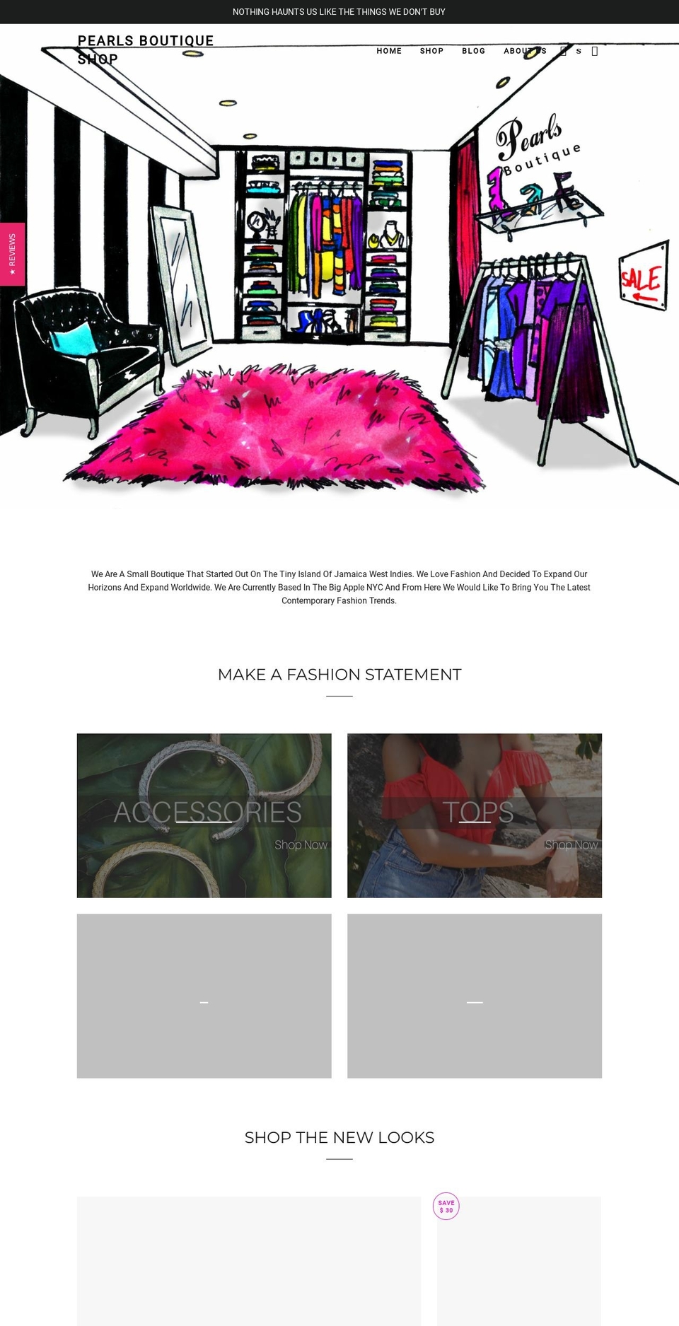 pearlsboutiqueshop.com shopify website screenshot