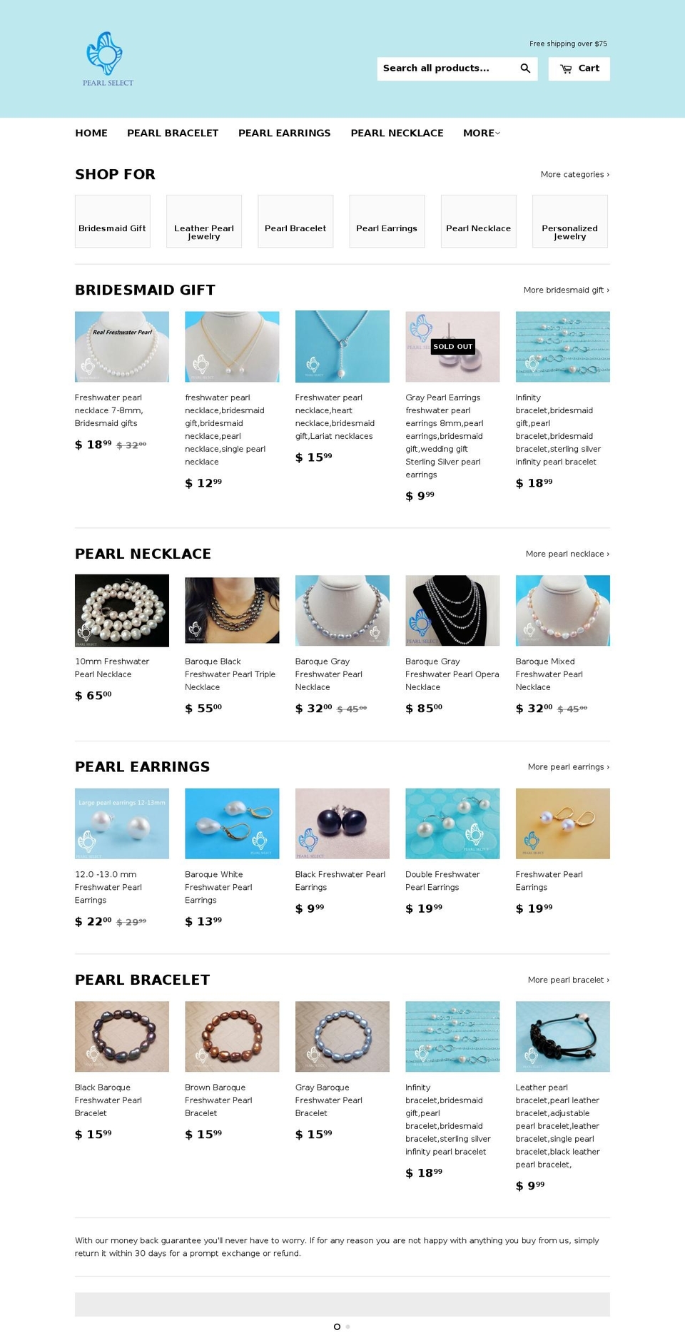 pearlselectusa.com shopify website screenshot