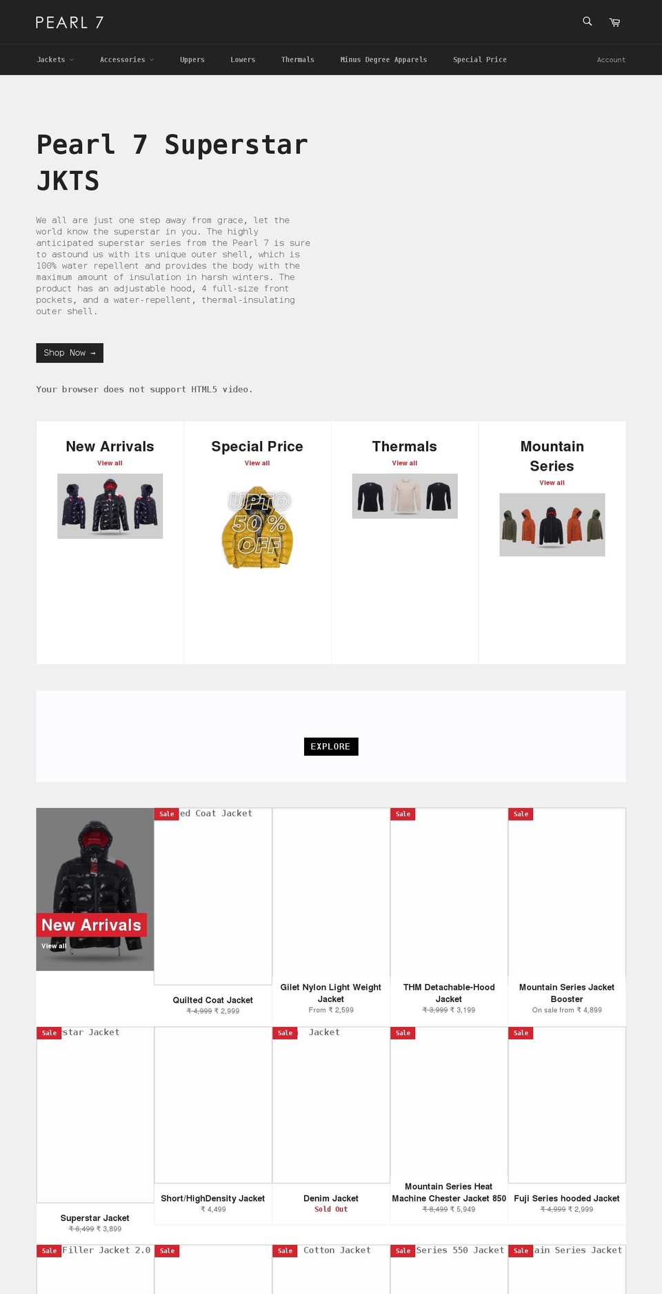 pearlseven.com shopify website screenshot