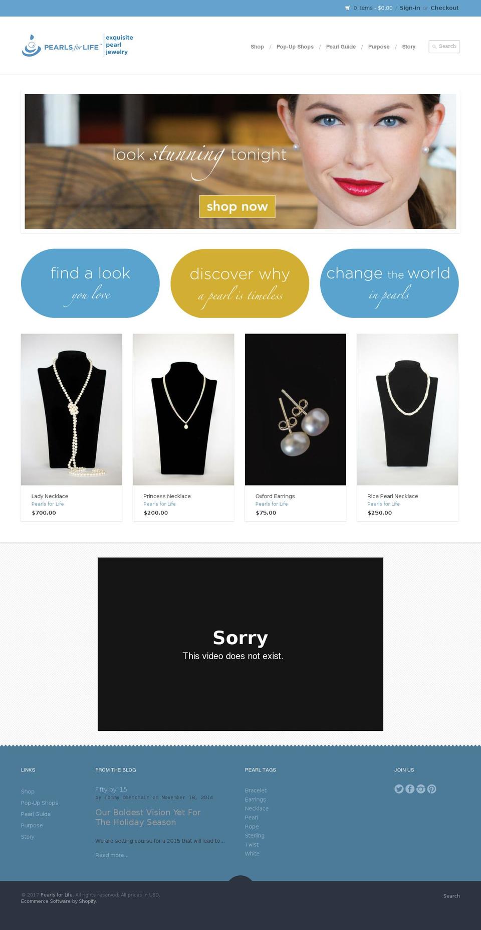 pearlsforlife.com shopify website screenshot