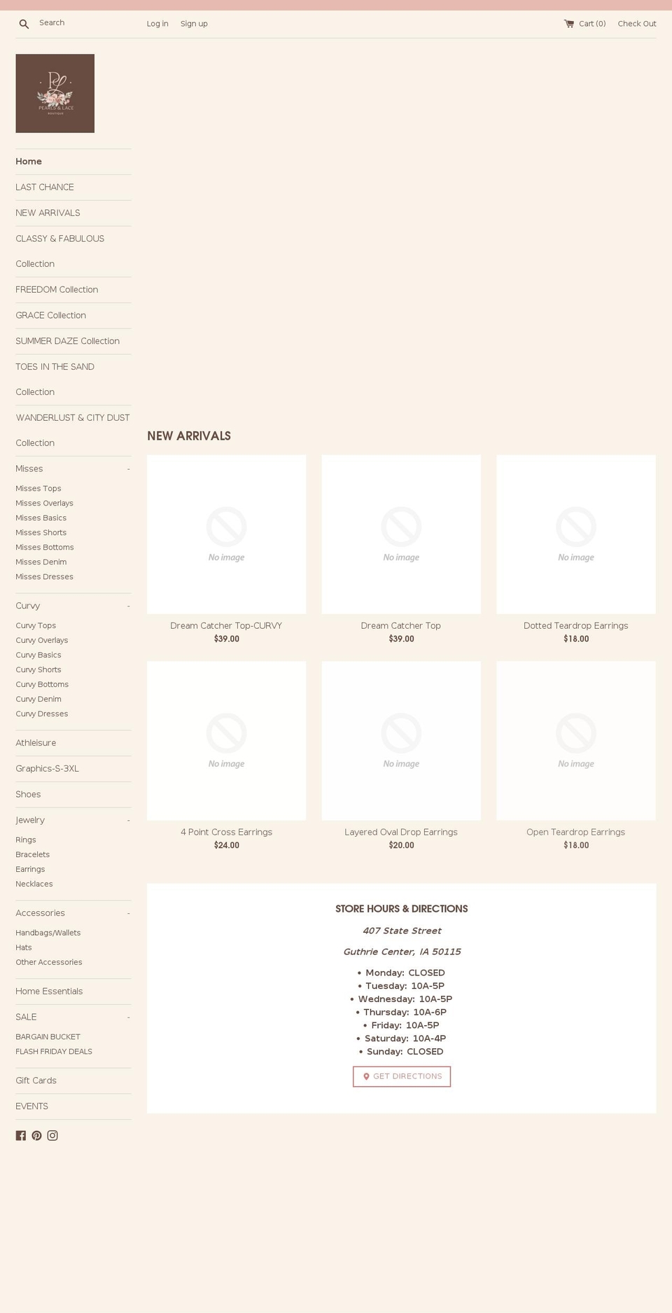 pearlslaceboutique.com — Shopify storefront screenshot